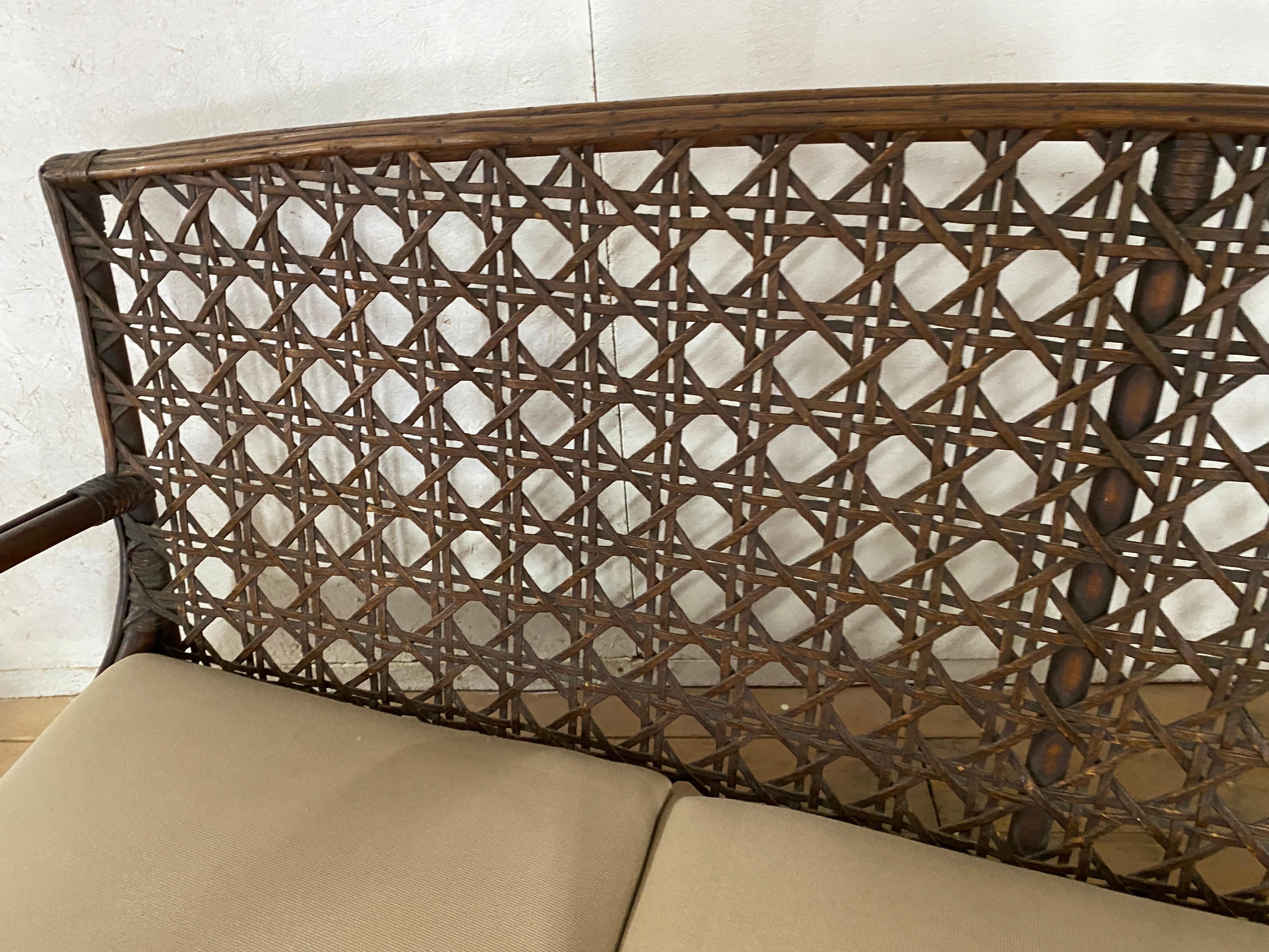 Art Deco Rattan Porch Sofa and Chair Set In Good Condition For Sale In Sheffield, MA