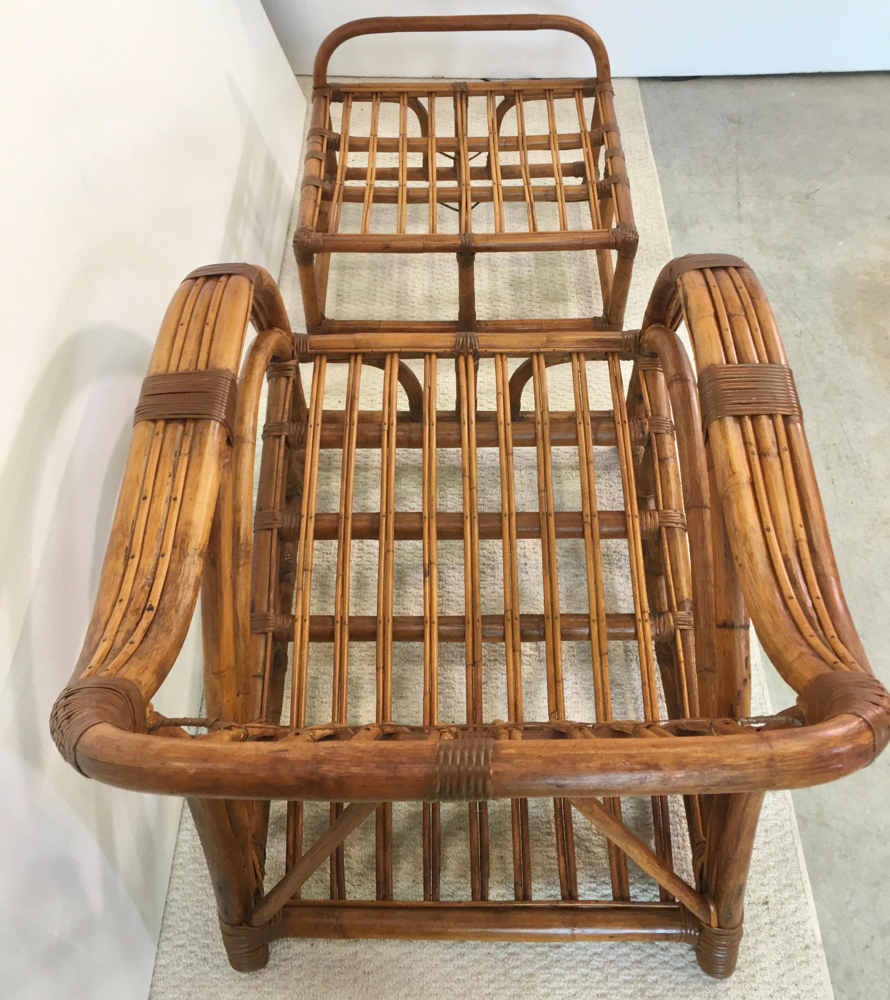Art Deco Rattan Roadster Lounge Chair and Ottoman 14