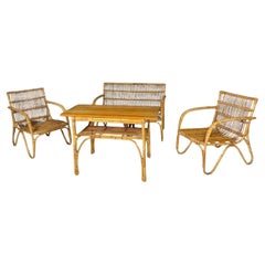 Art Deco Rattan Seating Set, Central Europe, 1930s–1940s