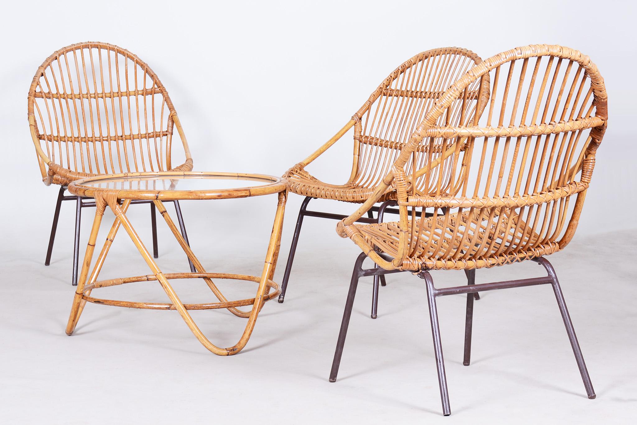 Ensemble de sièges en rotin Art Déco conçu par Alna Fuchs, République tchèque, années 1940 en vente 1