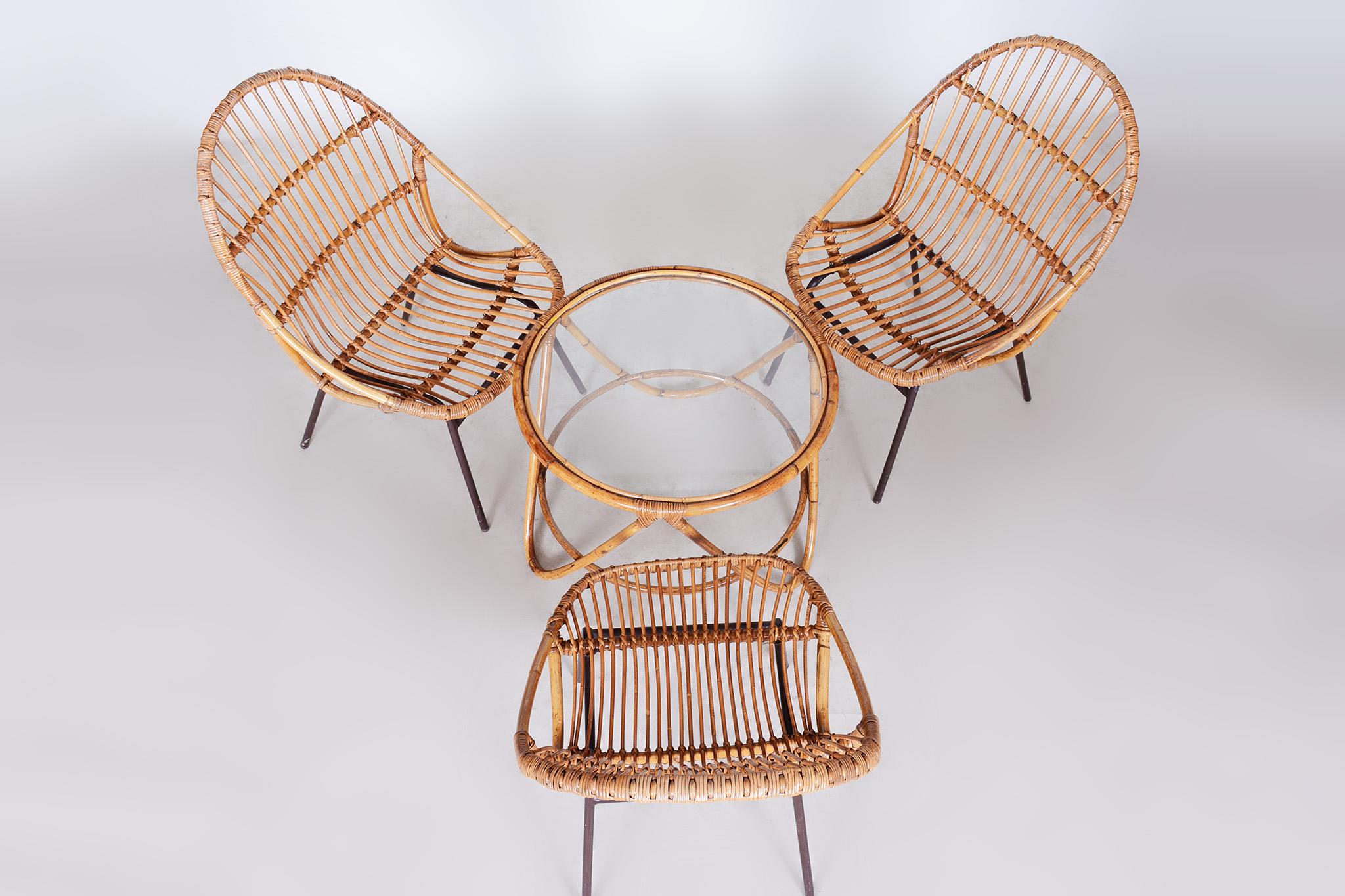 Ensemble de sièges en rotin Art Déco conçu par Alna Fuchs, République tchèque, années 1940 en vente 2