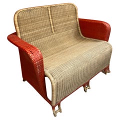 Antique Art Deco Rattan Sofa, circa 1930