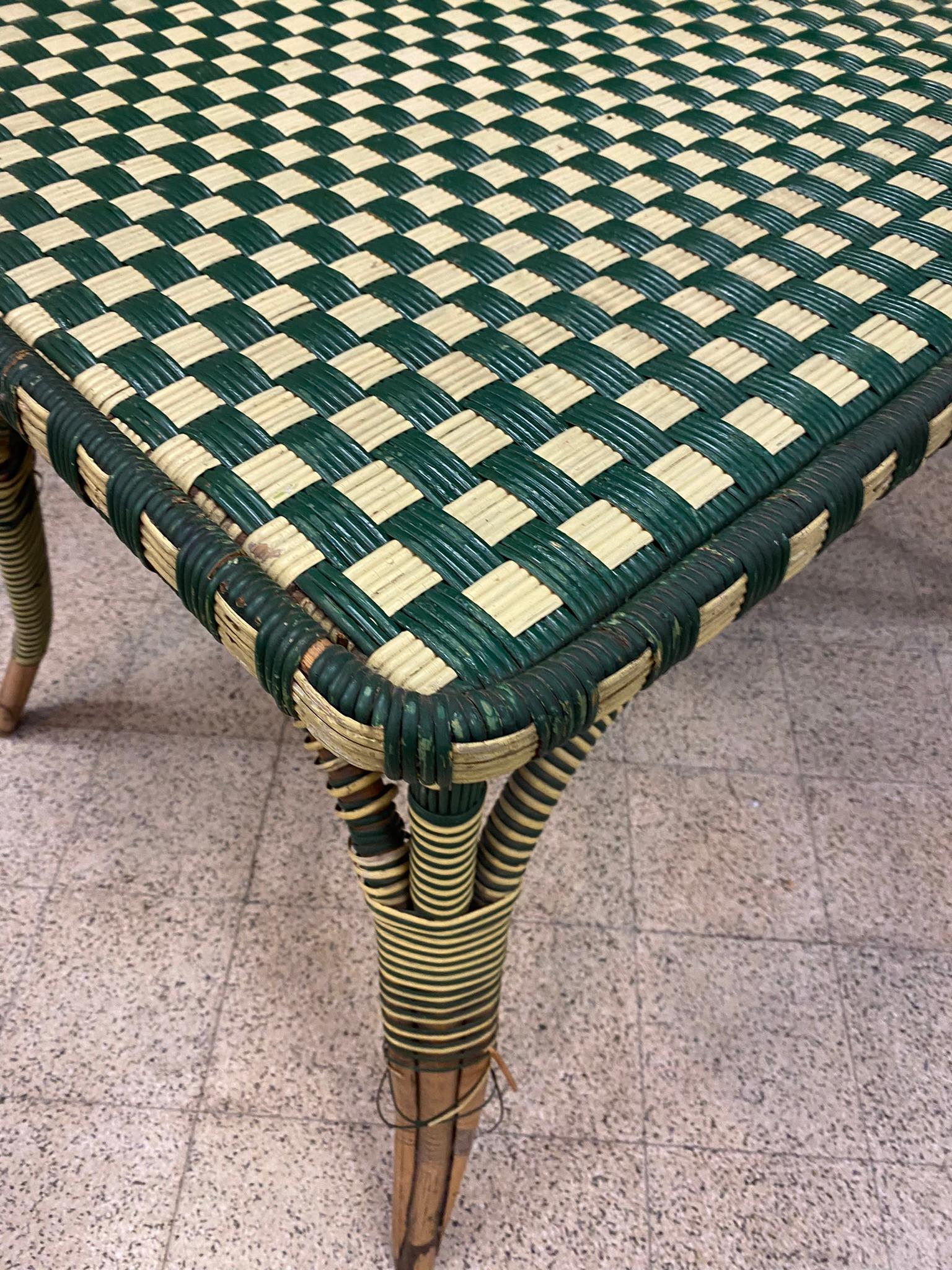 French Art Deco Rattan Table, circa 1920/1930 For Sale