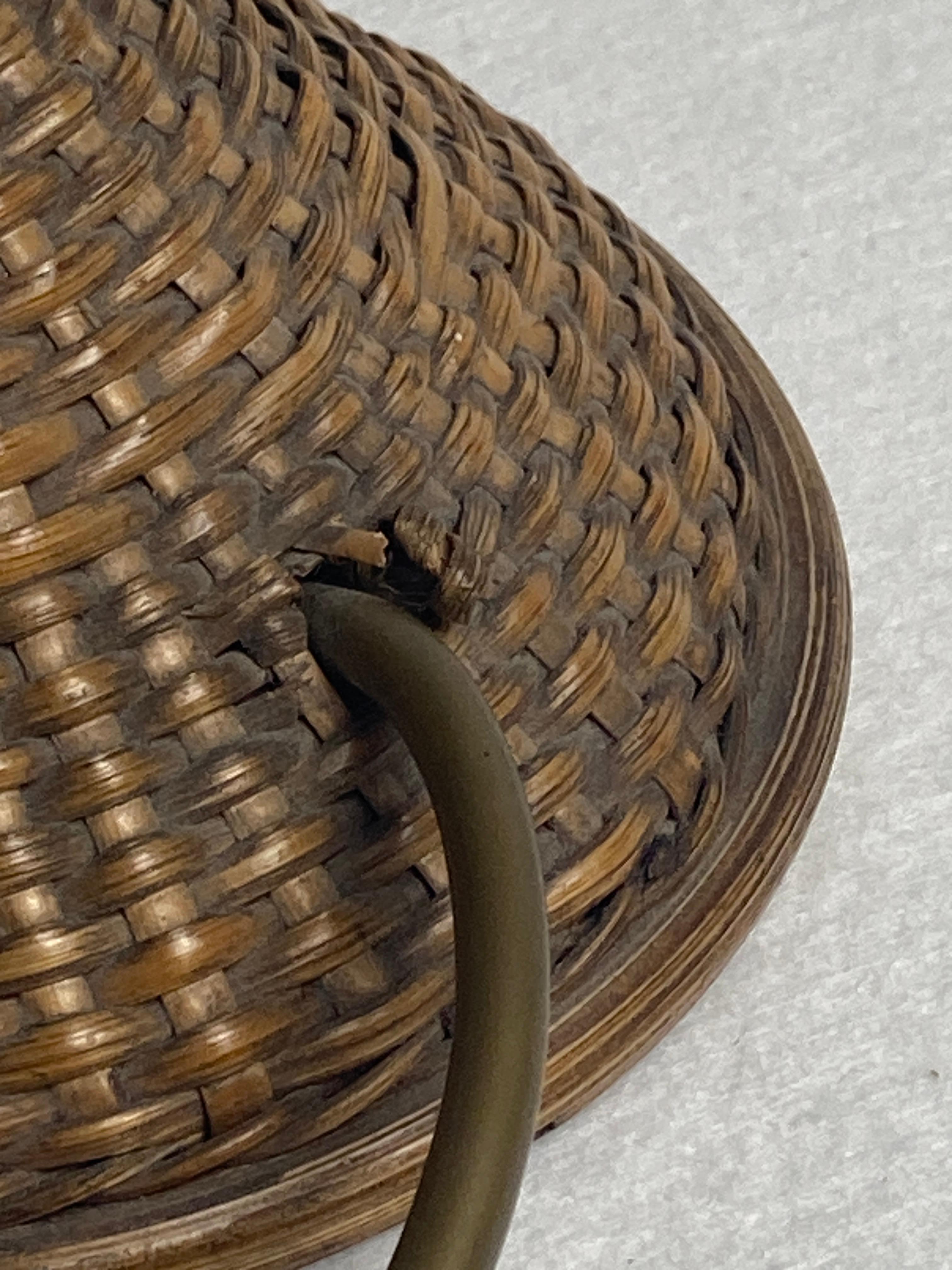 Art deco rattan wicker mushroom table lamp, ca 1930s 3