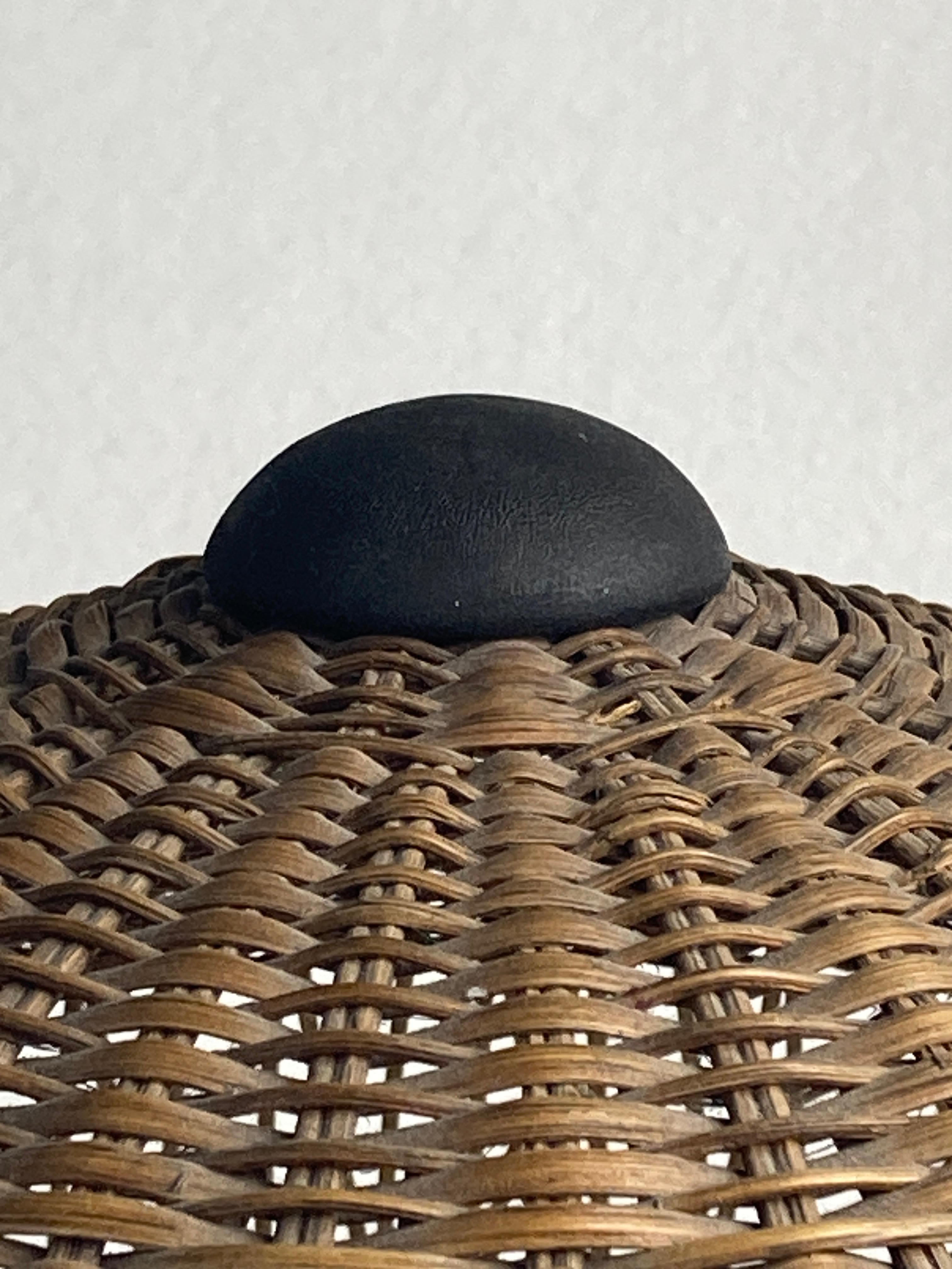 Art deco rattan wicker mushroom table lamp, ca 1930s 5