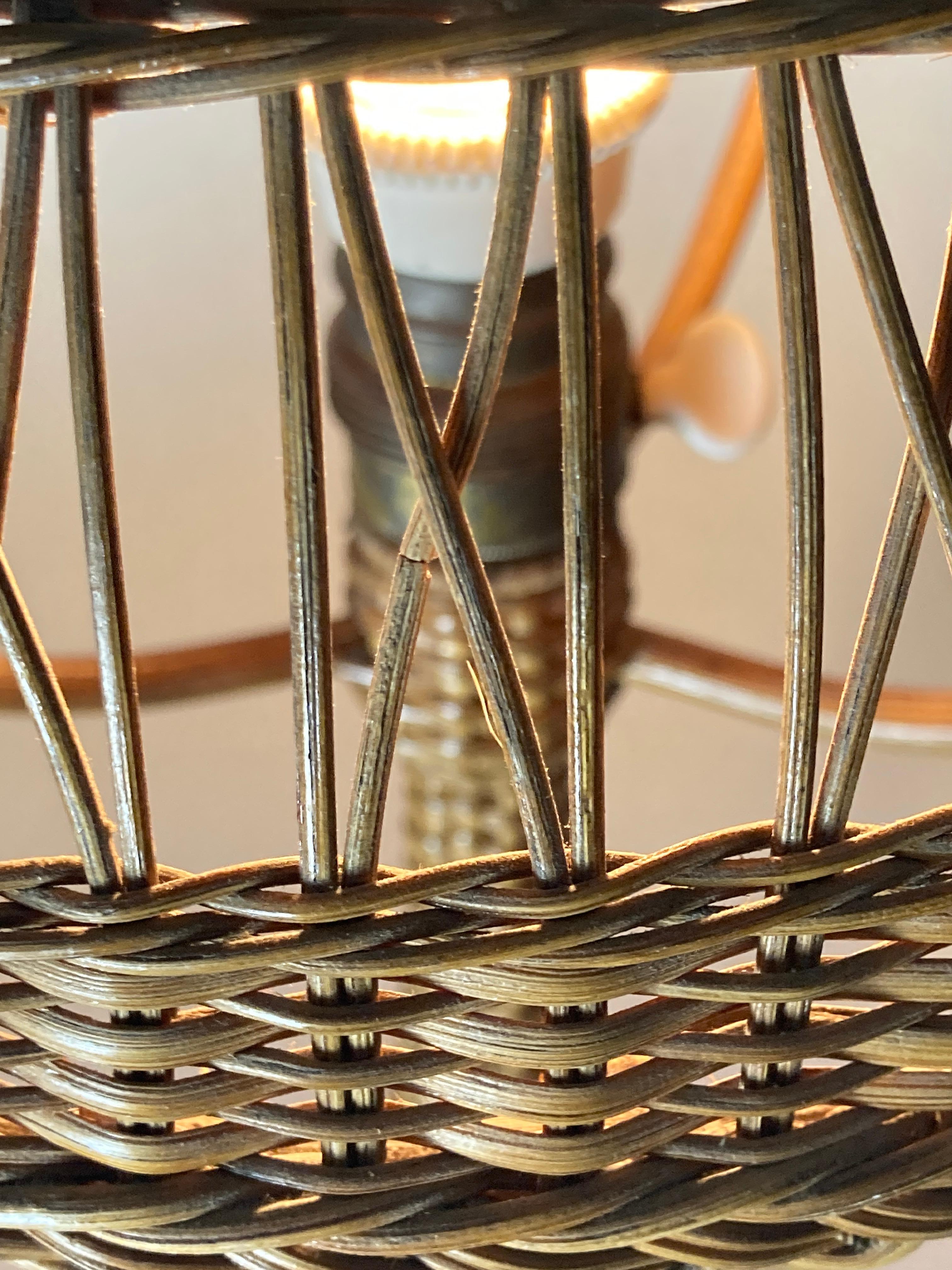 Art deco rattan wicker mushroom table lamp, ca 1930s 9