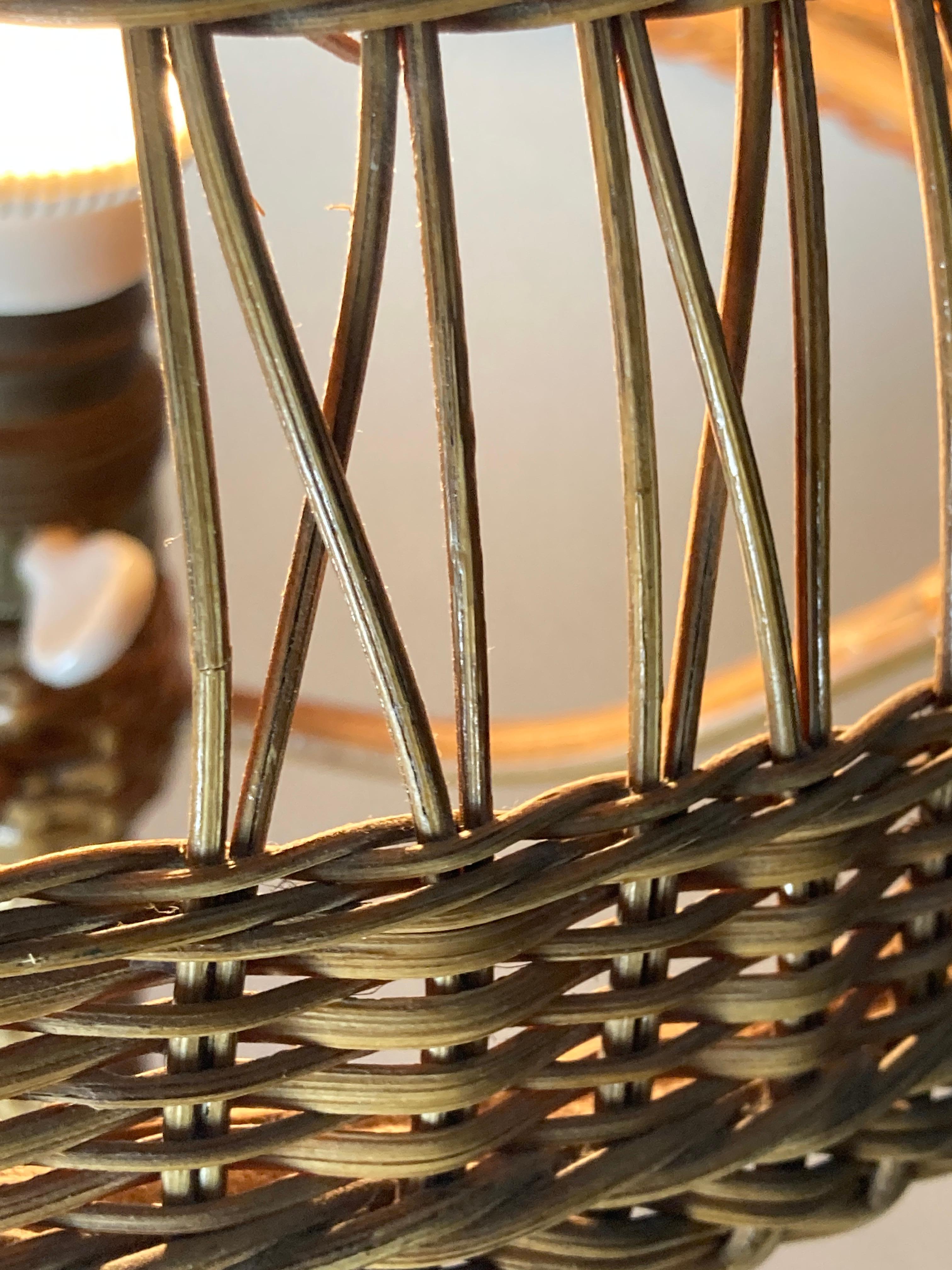 Art deco rattan wicker mushroom table lamp, ca 1930s 10