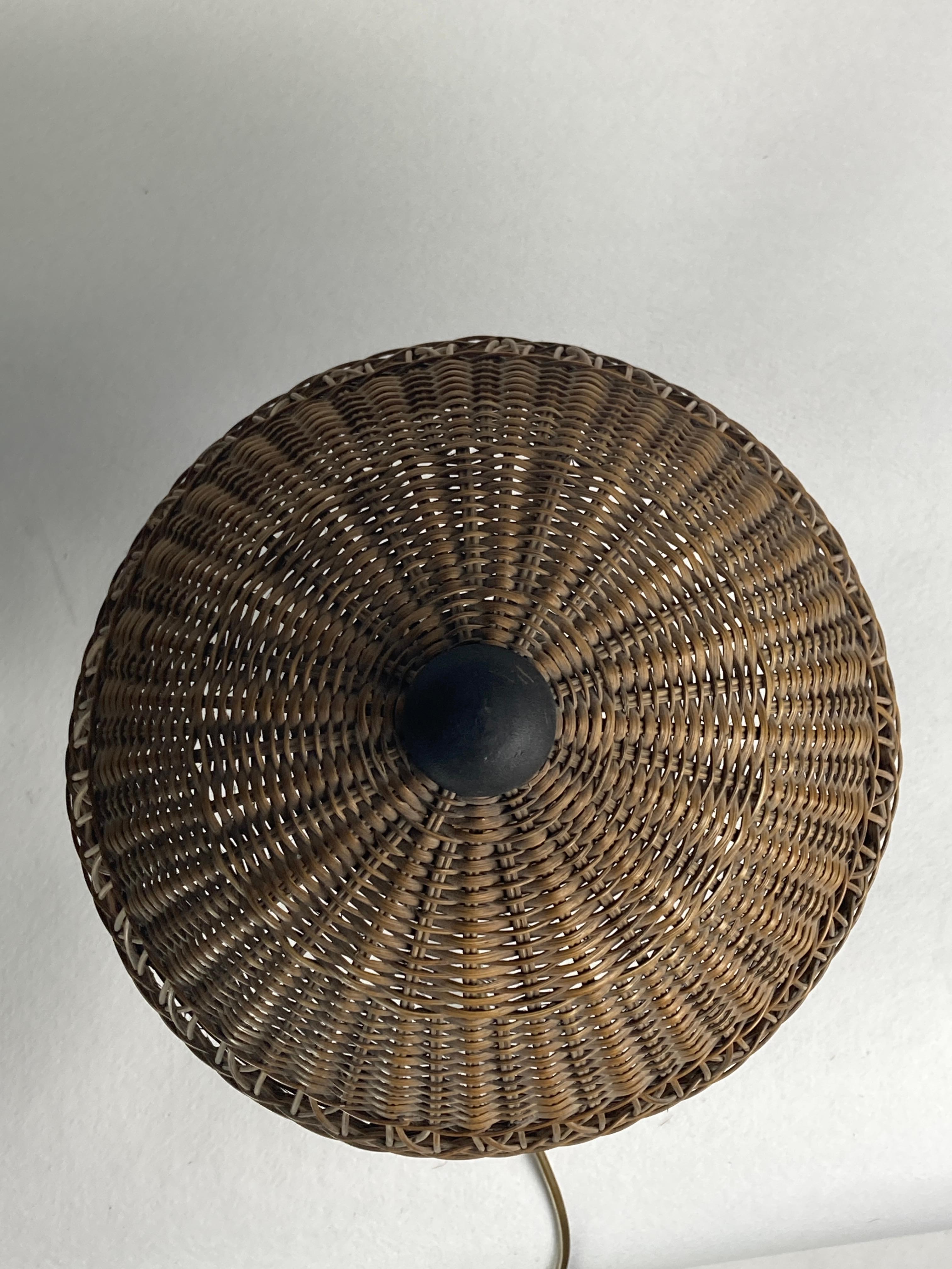Art deco rattan wicker mushroom table lamp, ca 1930s 12