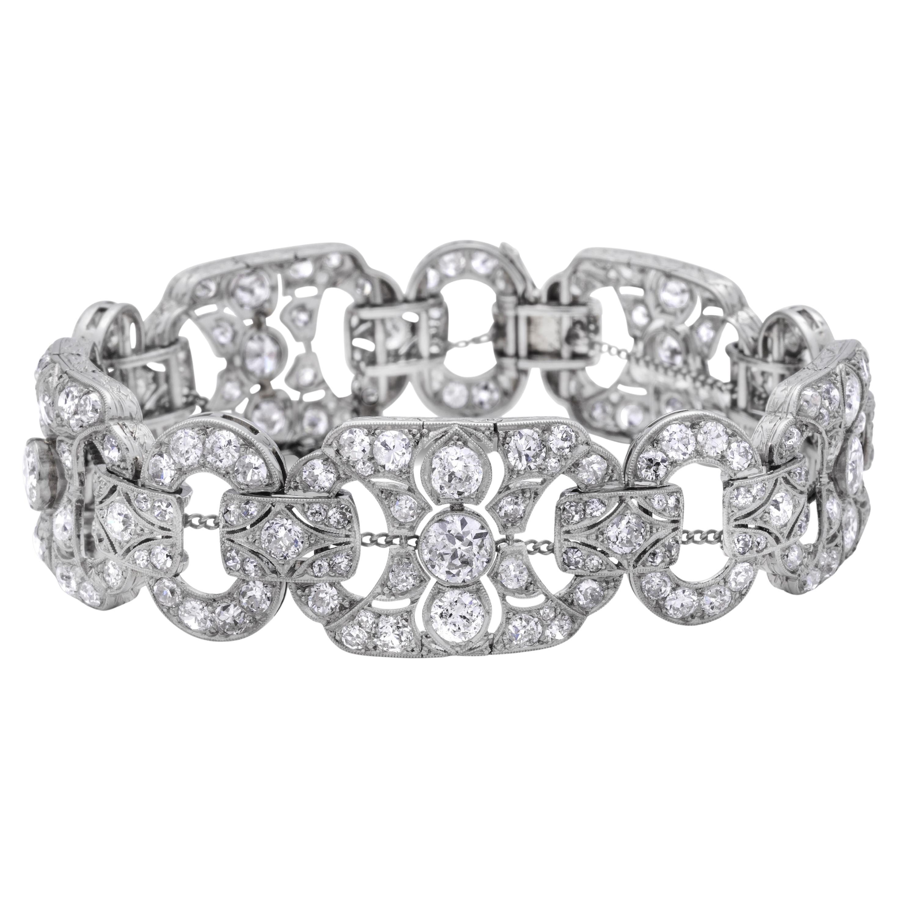 Bracciale Art Deco Raymond Yard con diamanti e platino in vendita