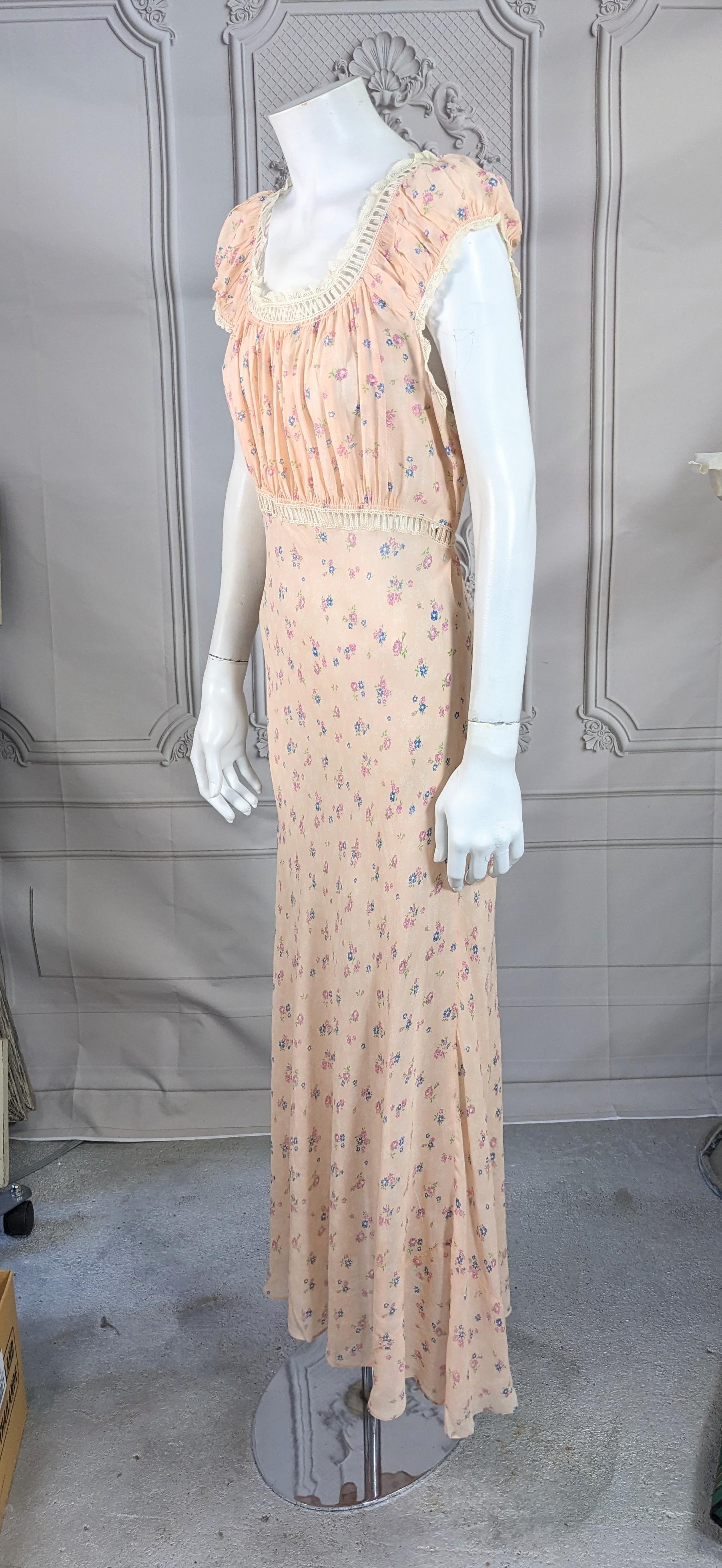 Women's or Men's Art Deco Rayon Chiffon Floral Slip Dress