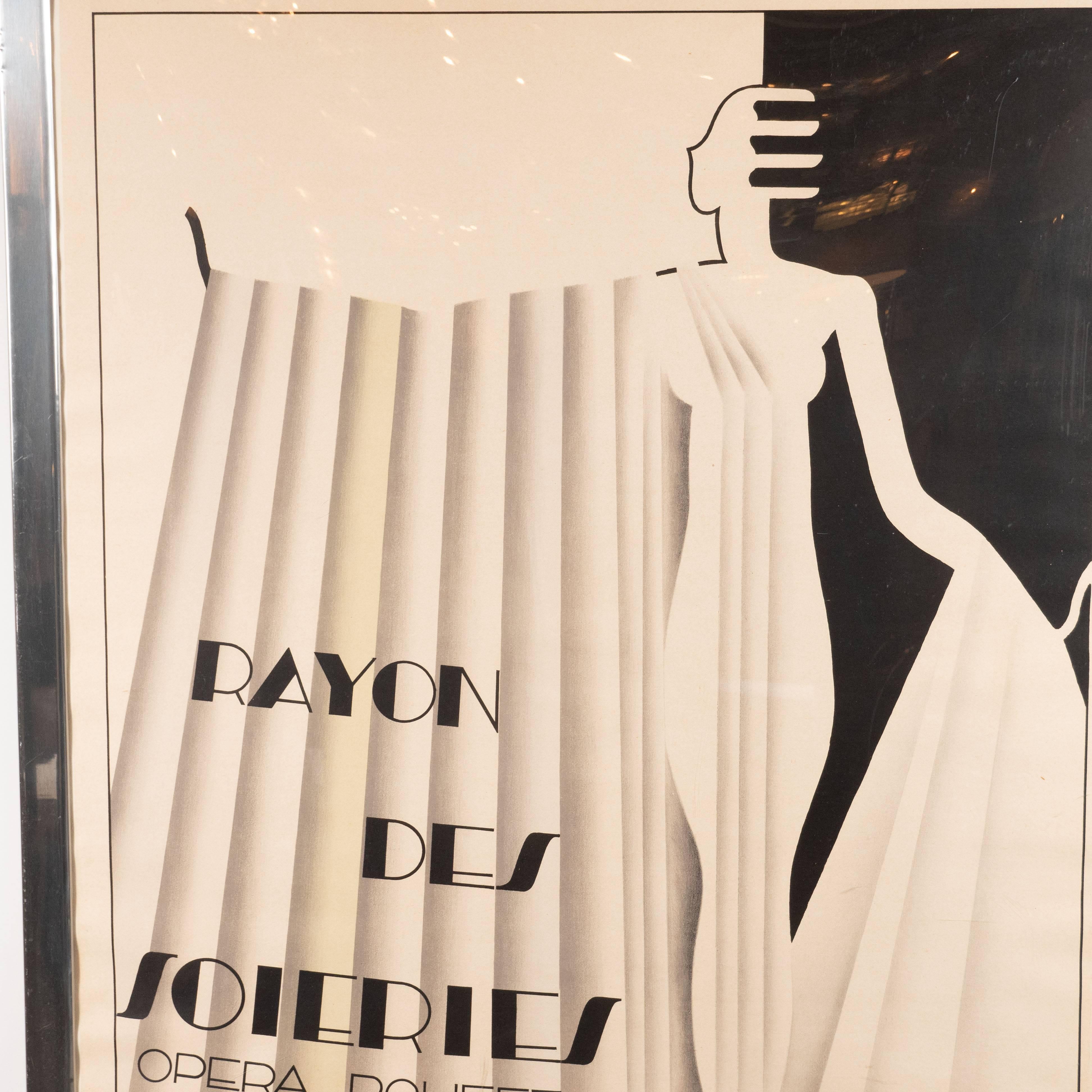 French Art Deco Rayon Des Soieries Opera Bouffe Lithograph by Maurice Dufrène For Sale