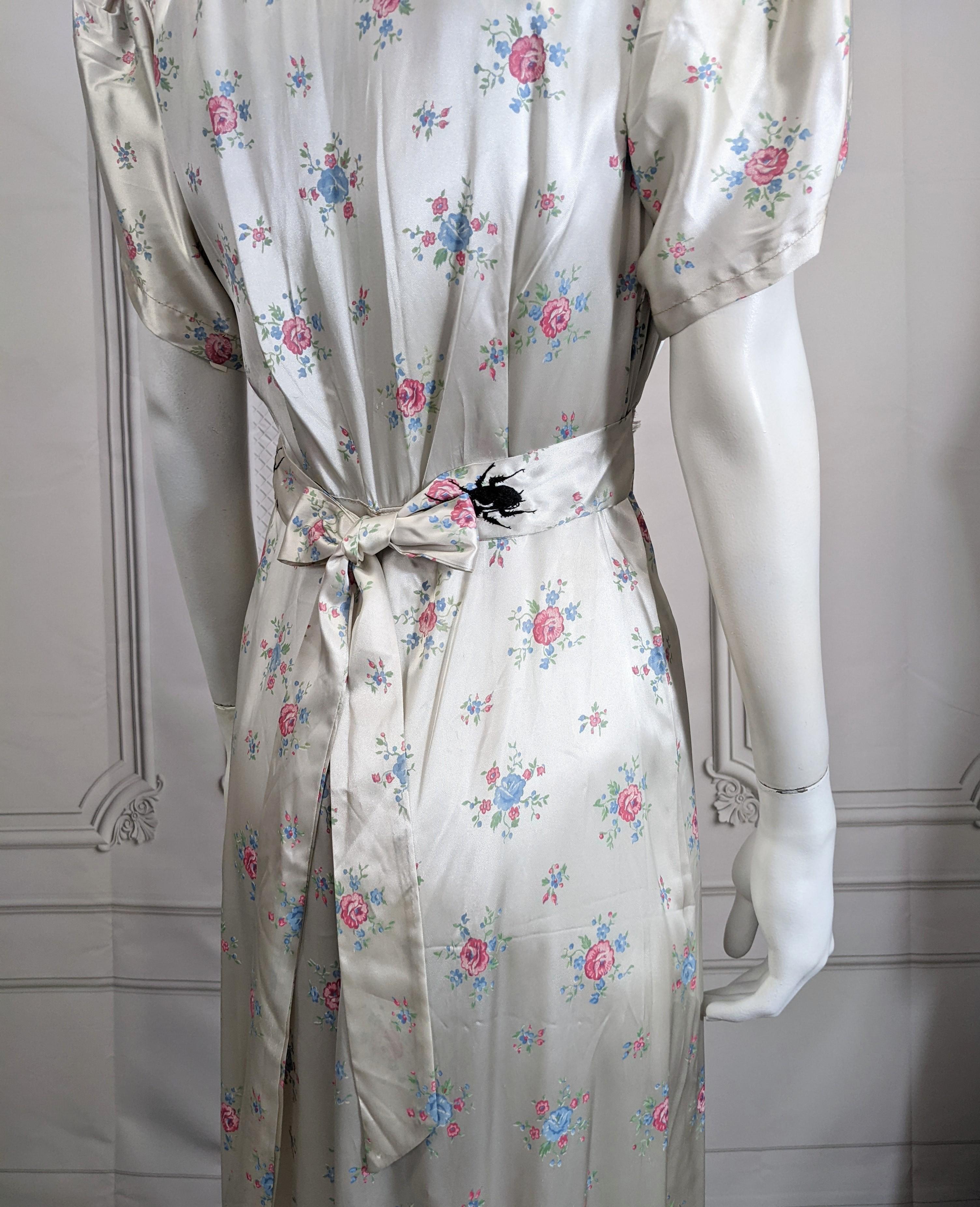 Art Deco Rayon Floral Gown Upcyled by Studio VL For Sale 6