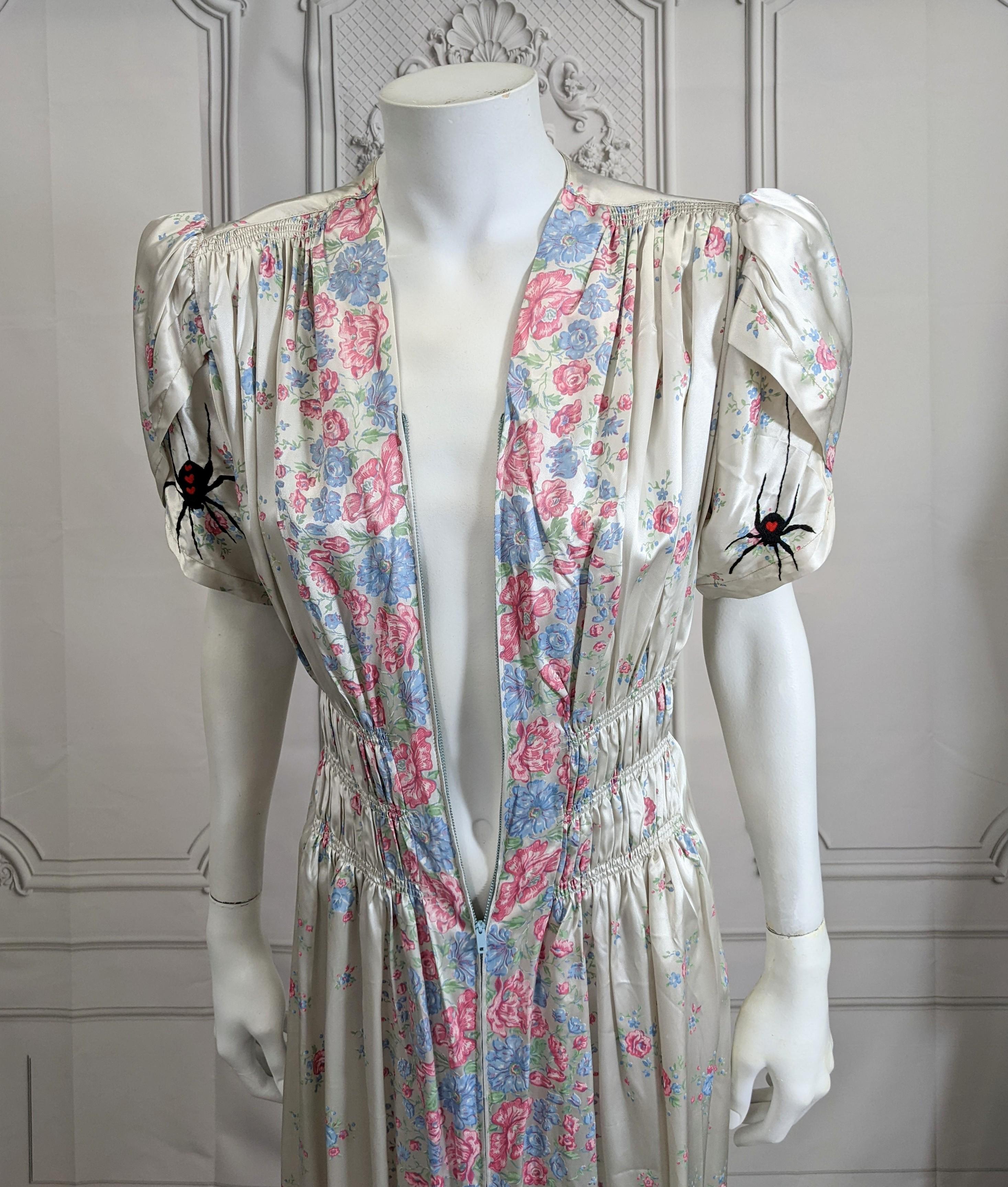Women's or Men's Art Deco Rayon Floral Gown Upcyled by Studio VL For Sale