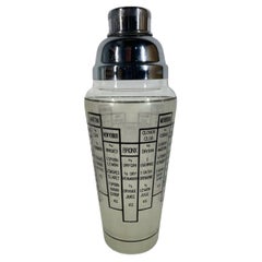 Art Deco Recipe Cocktail Shaker with Black Enamel Graphics on a Frosted Ground