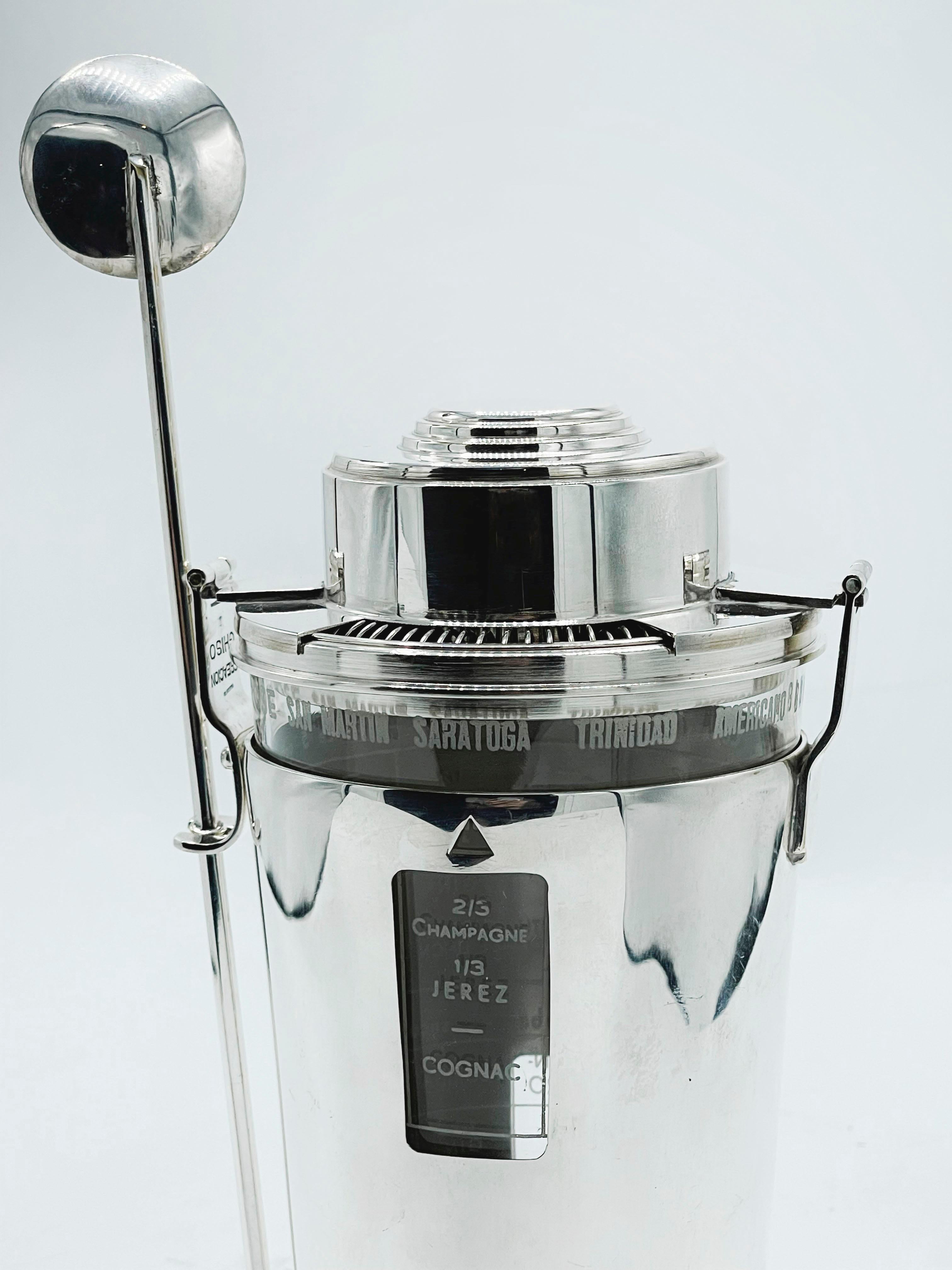 20th Century Art Deco Recipes Cocktail Shaker “the Barman“ by Ghiso, France 1930’s For Sale