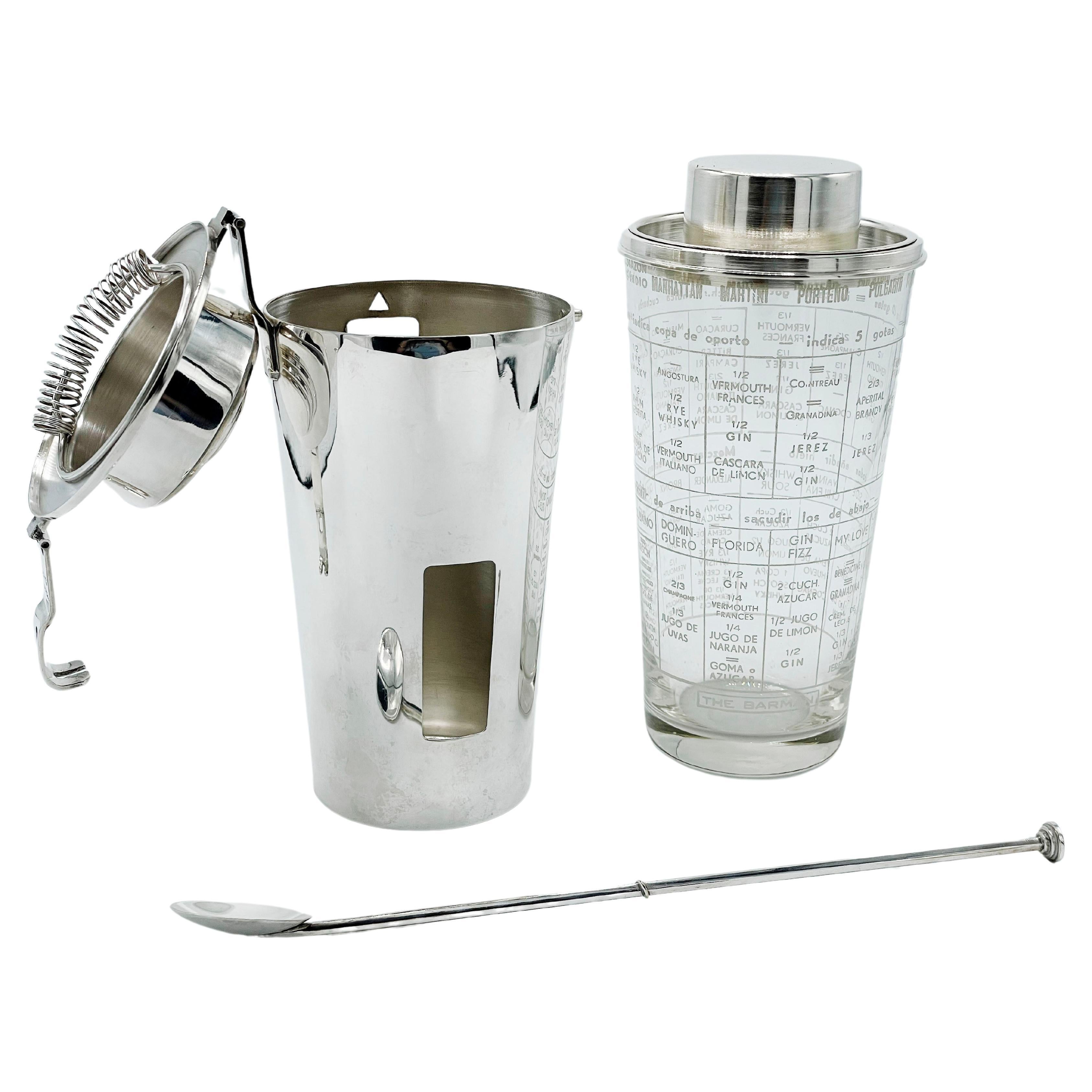 Art Deco Recipes Cocktail Shaker “the Barman“ by Ghiso, France 1930’s For Sale