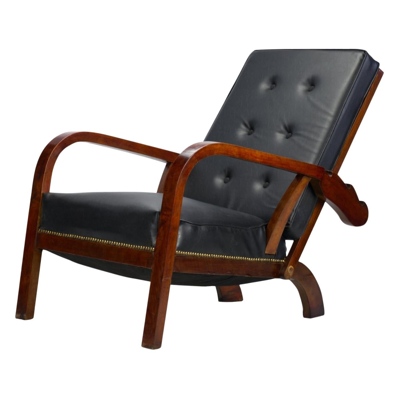 Art Deco Recliner Lounge Chair Czechoslovakia, 1930’s
