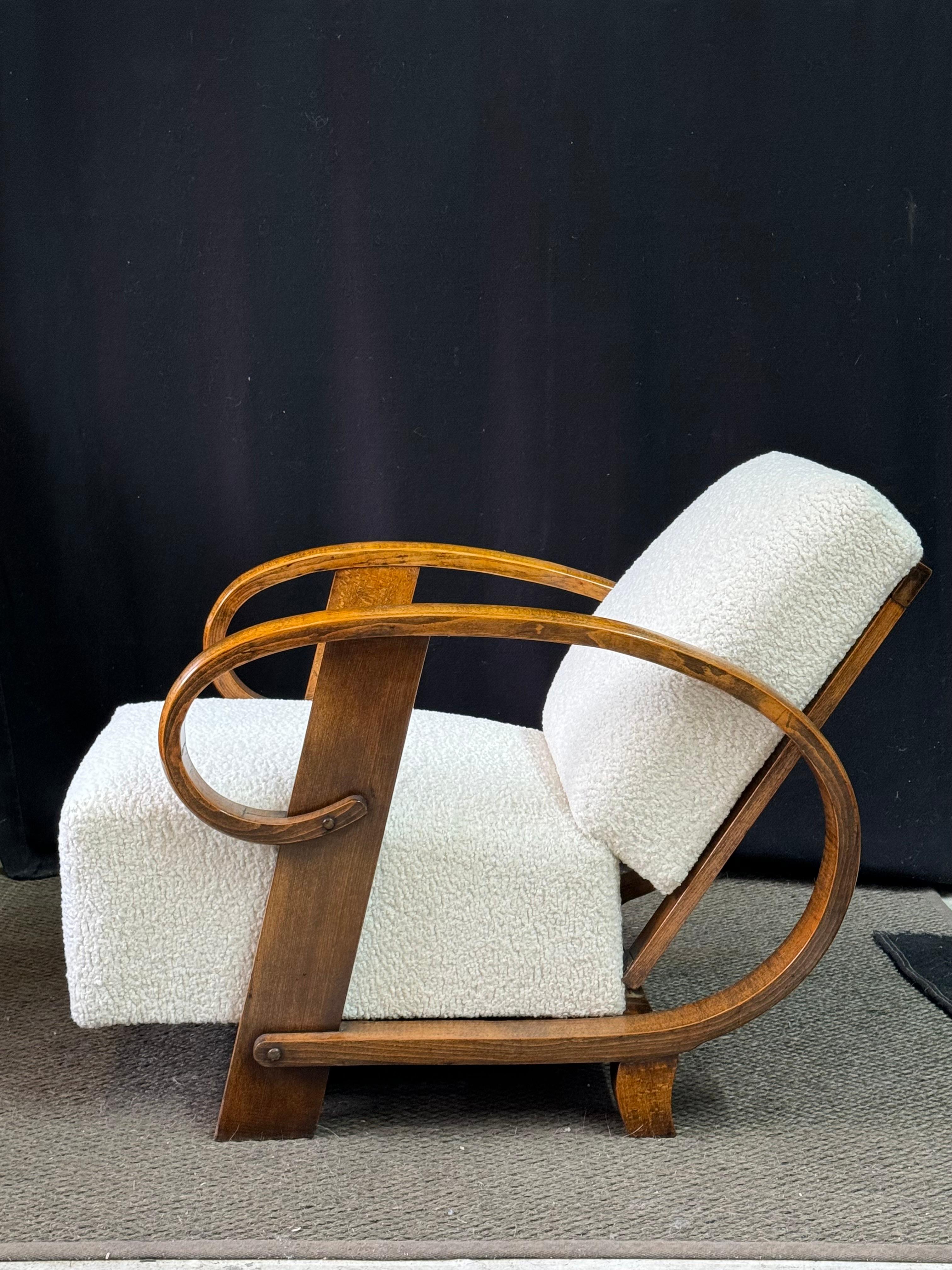 Sillón reclinable Art Decó de madera curvada de Thonet, circa años 20 en venta 3
