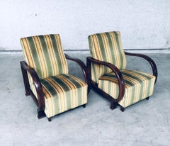 Art Deco Reclining Bentwood Armchair Lounge Chair Set, 1930's