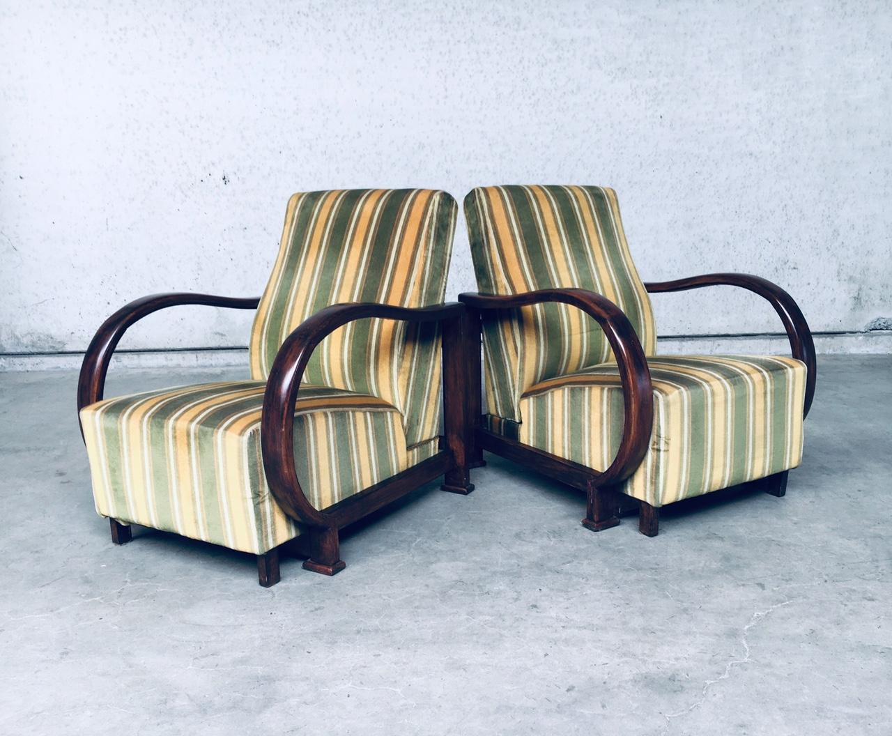 Art déco Ensemble de fauteuil de salon en bois courbé inclinable Art Déco, années 1930 en vente