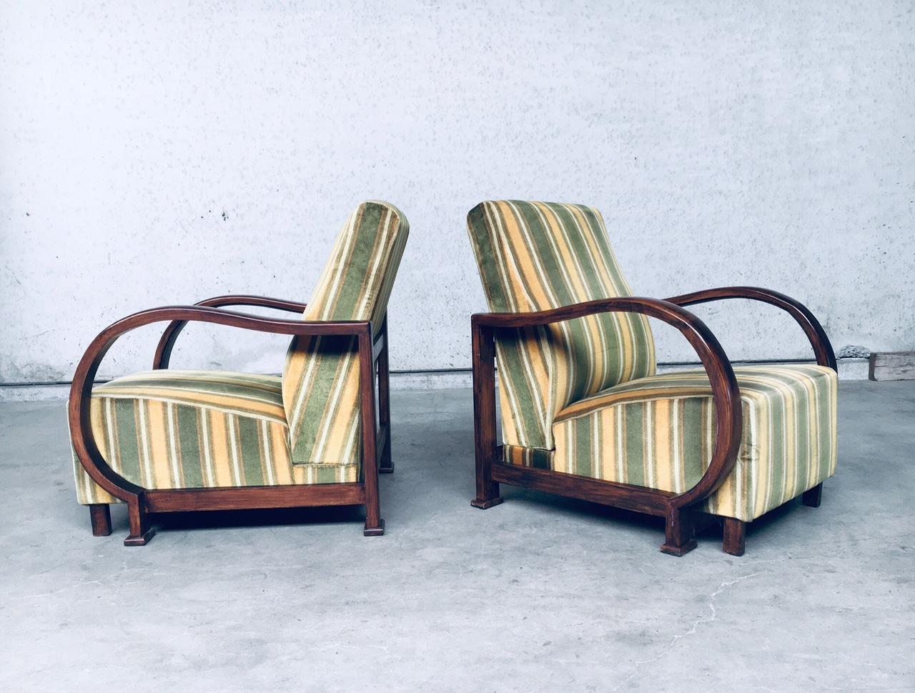 French Art Deco Reclining Bentwood Armchair Lounge Chair Set, 1930's For Sale