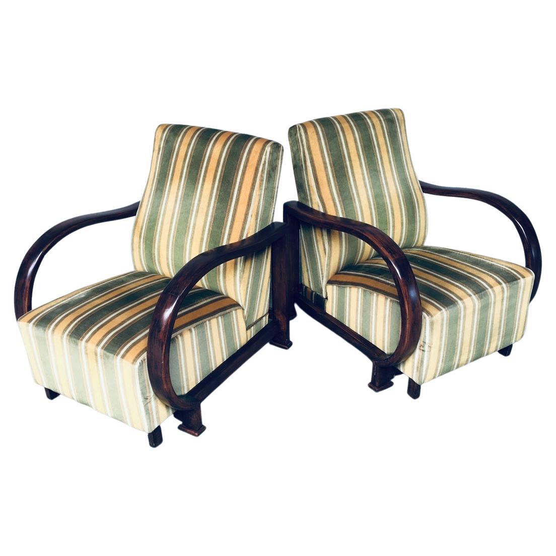 Art Deco Reclining Bentwood Armchair Lounge Chair Set, 1930's