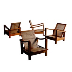 Art Deco Reclining Cane Lounge Chairs