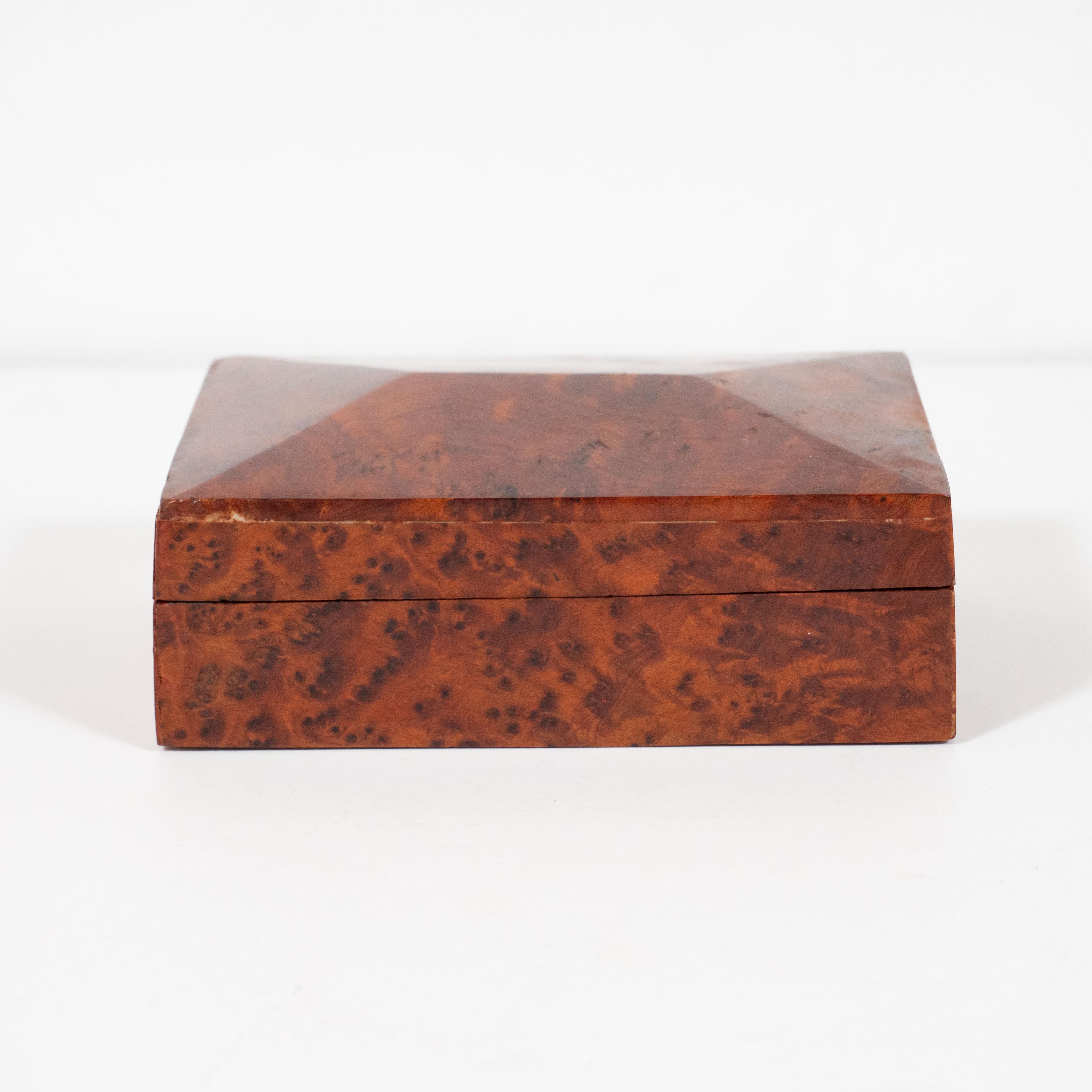Art Deco Rectangular Burled Carpathian Elm Decorative Box In Excellent Condition In New York, NY