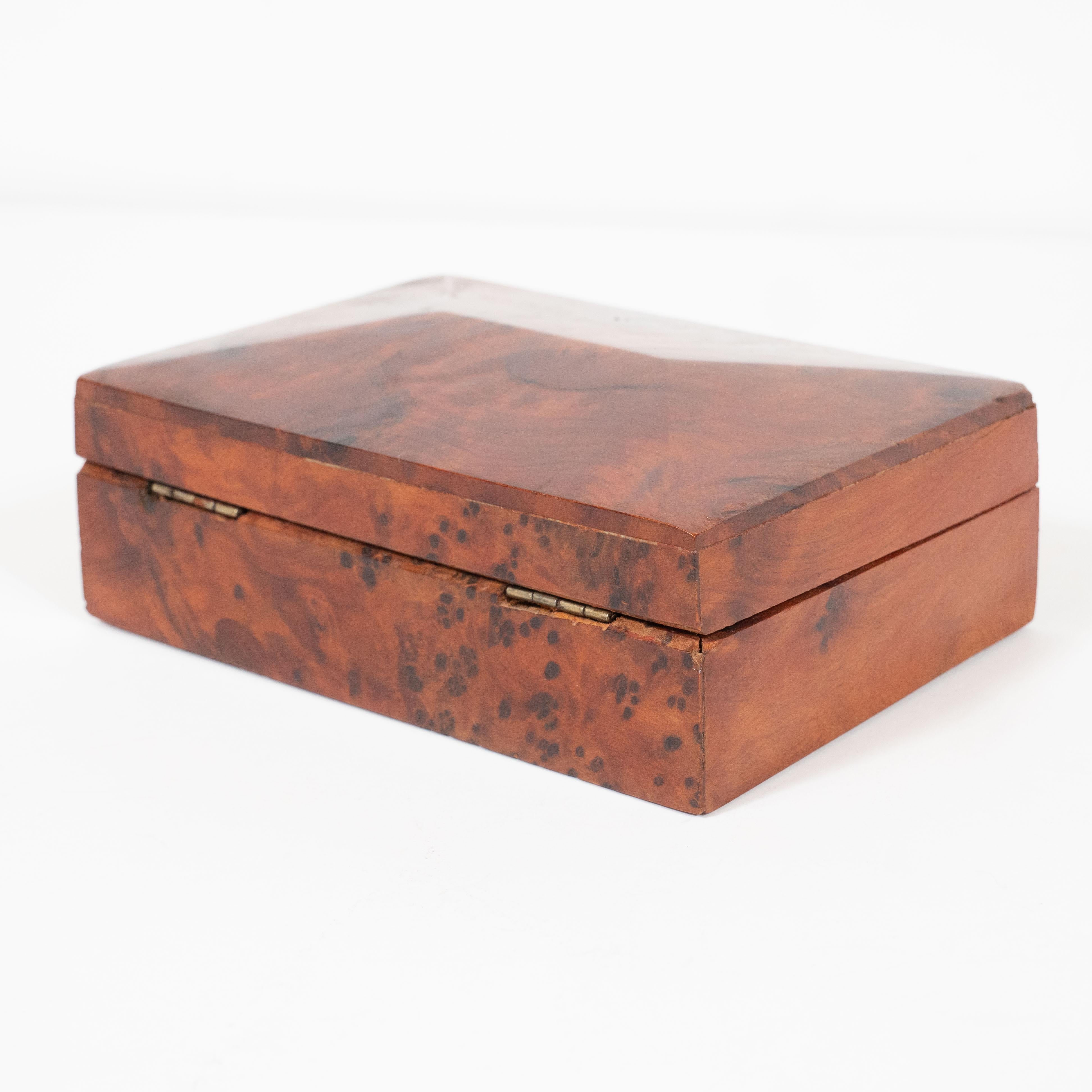 Art Deco Rectangular Burled Carpathian Elm Decorative Box 4