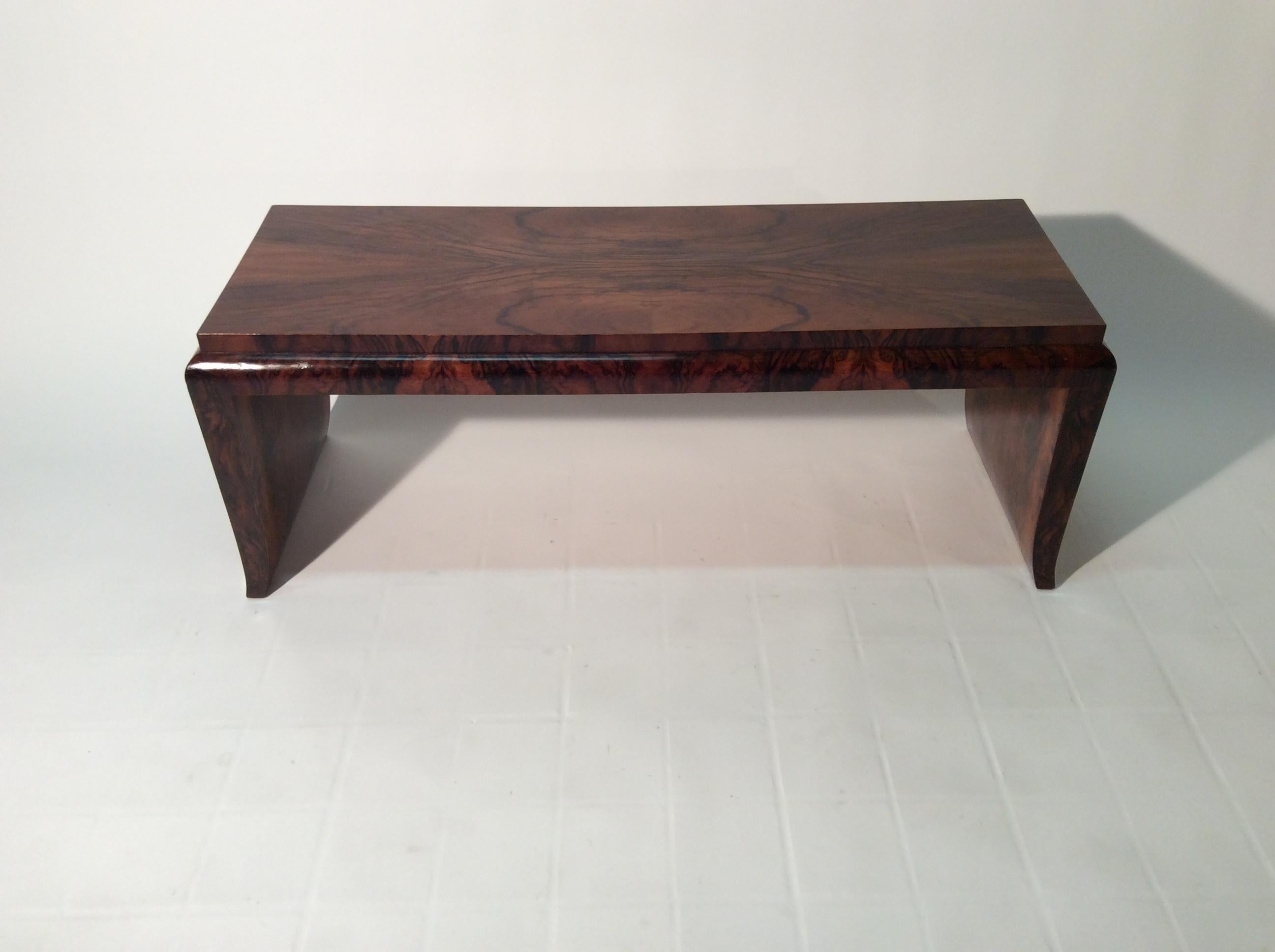 Wood Art Deco Rectangular Coffee Table or Bench with Precious and Elegant Material