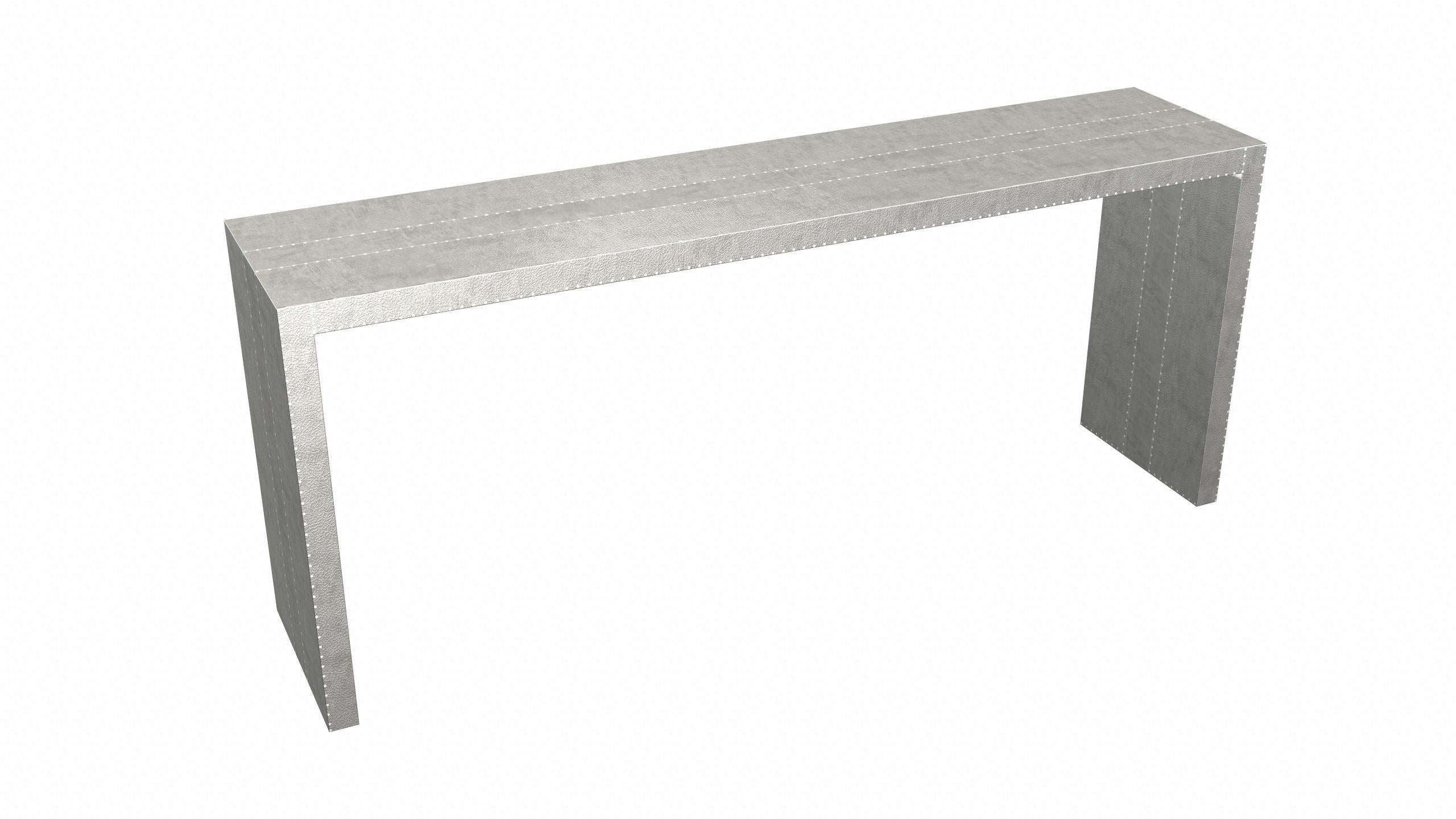 Art Deco Rectangular Console Tables Fine Hammered White Bronze by Alison Spear In New Condition For Sale In New York, NY