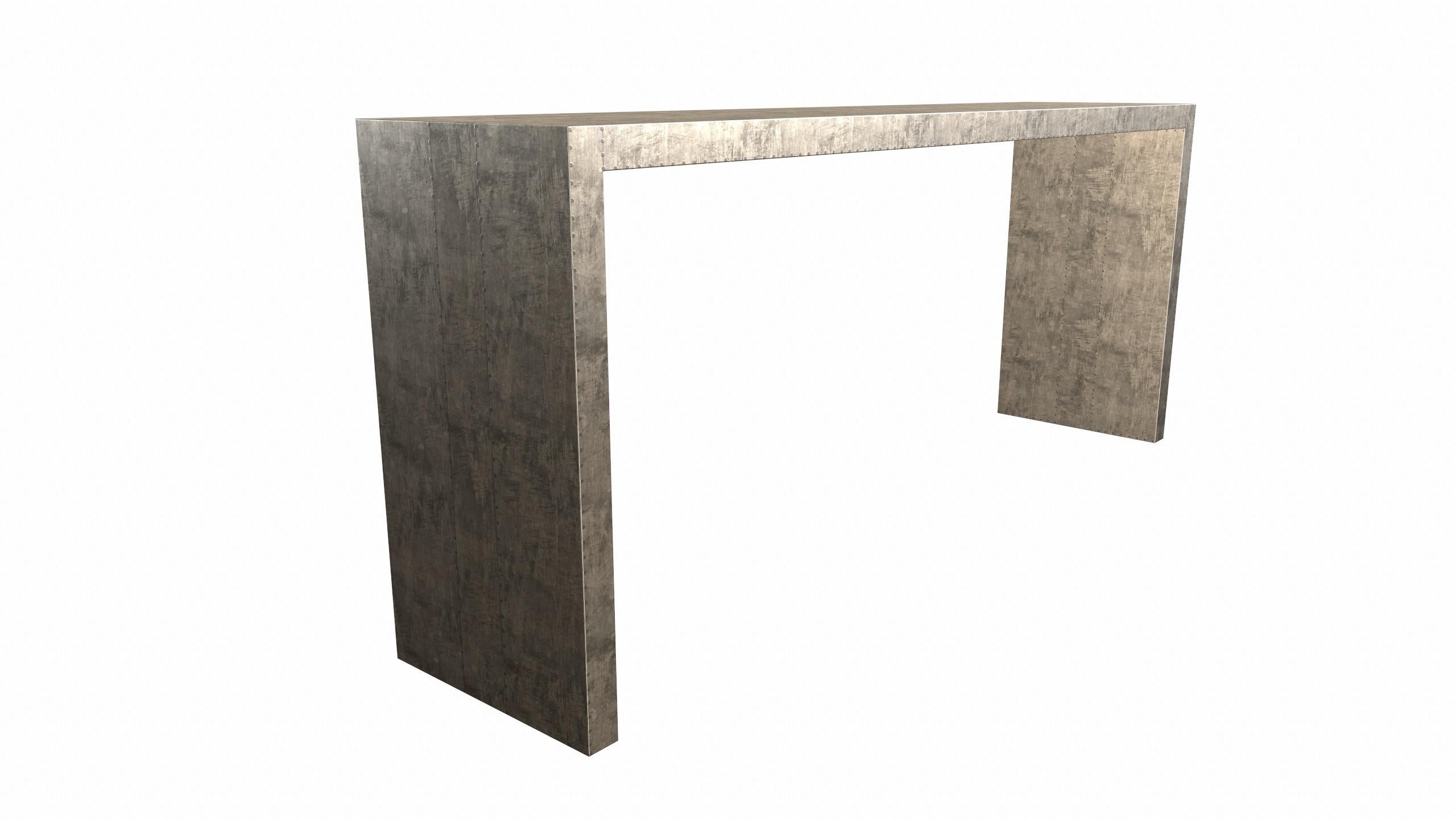 American Art Deco Rectangular Console Tables in Smooth Antique Bronze by Alison Spear For Sale