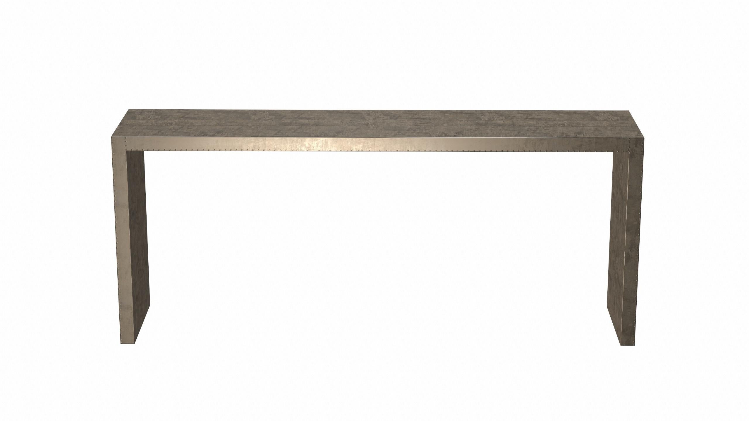 Rechteckige Art-Déco-Konsolentische aus glatter antiker Bronze von Alison Spear (Handgeschnitzt) im Angebot