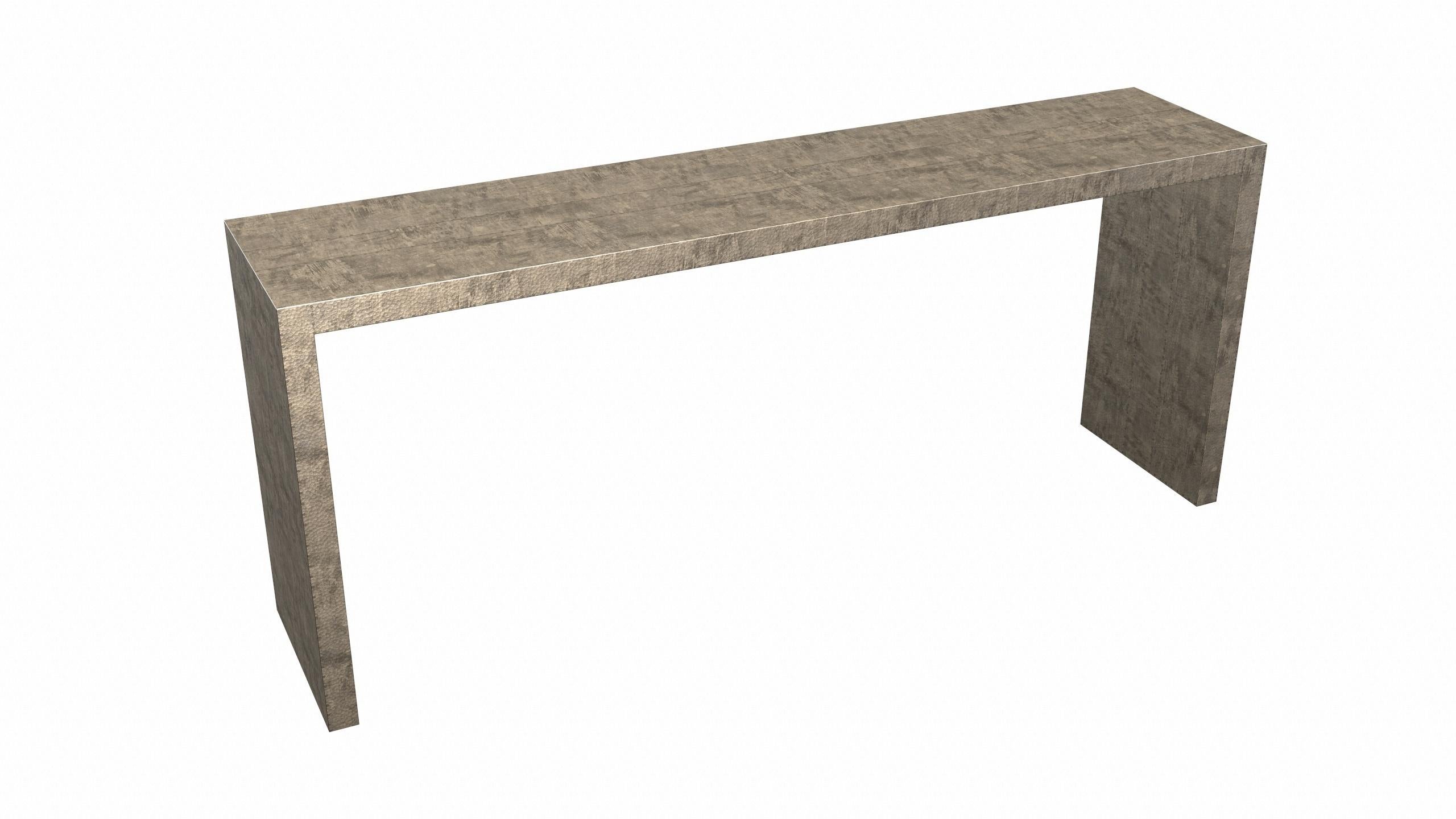 Art Deco Rectangular Console Tables Mid. Hammered Antique Bronze by Alison Spear In New Condition For Sale In New York, NY