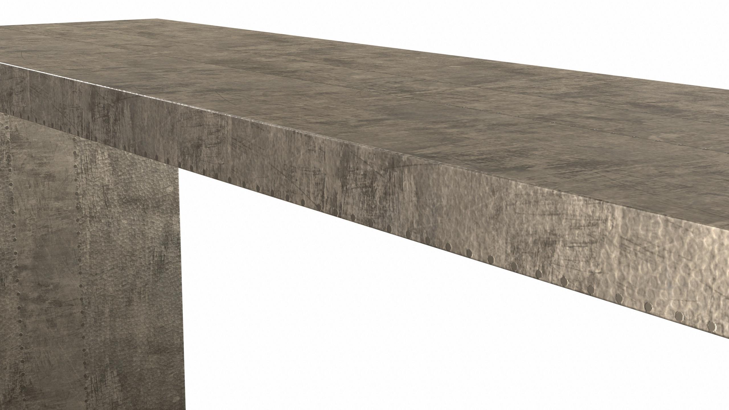 Art Deco Rectangular Console Tables Mid. Hammered Antique Bronze by Alison Spear For Sale 1