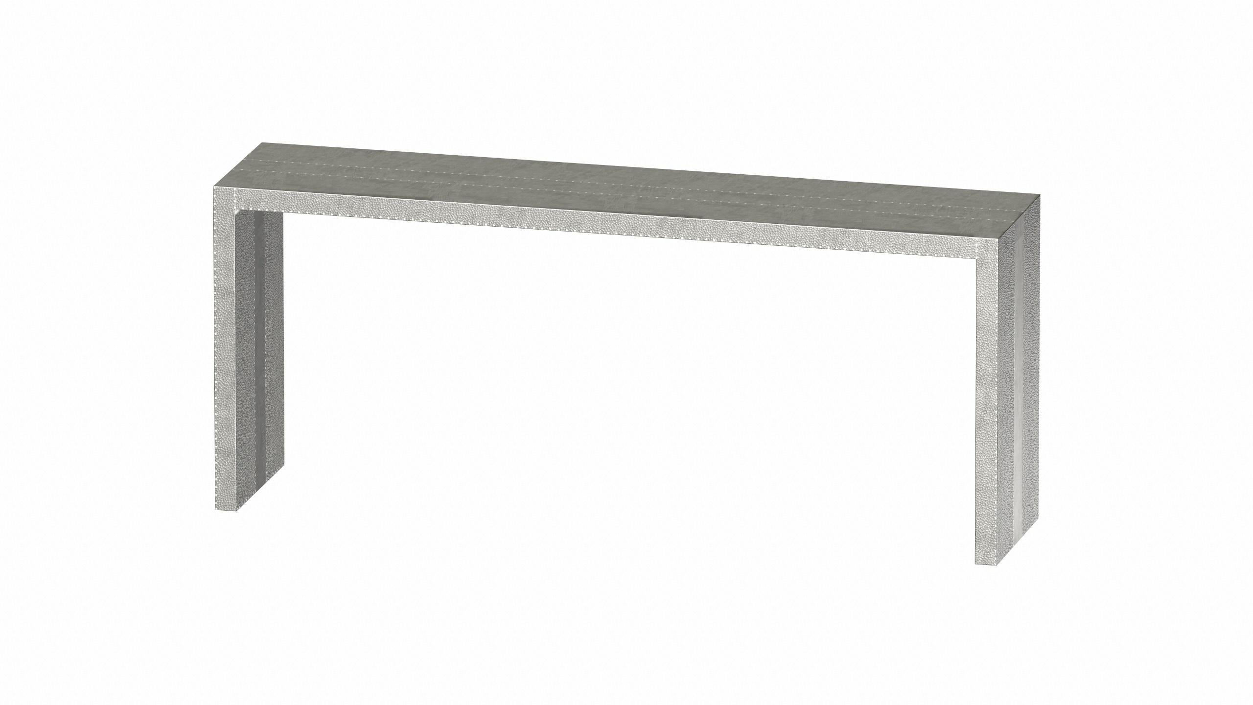 Art Deco Rectangular Console Tables Mid. Hammered White Bronze by Alison Spear For Sale 3