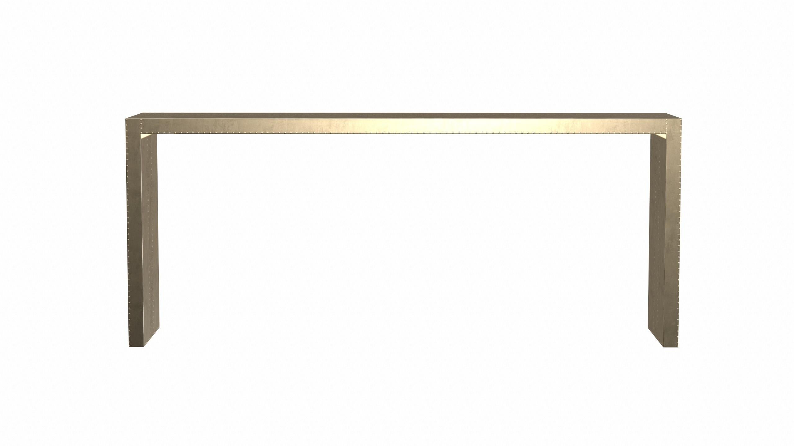 Rechteckige Art-Déco-Konsolentische aus glänzendem Messing und Bronze von Alison Spear im Angebot 2