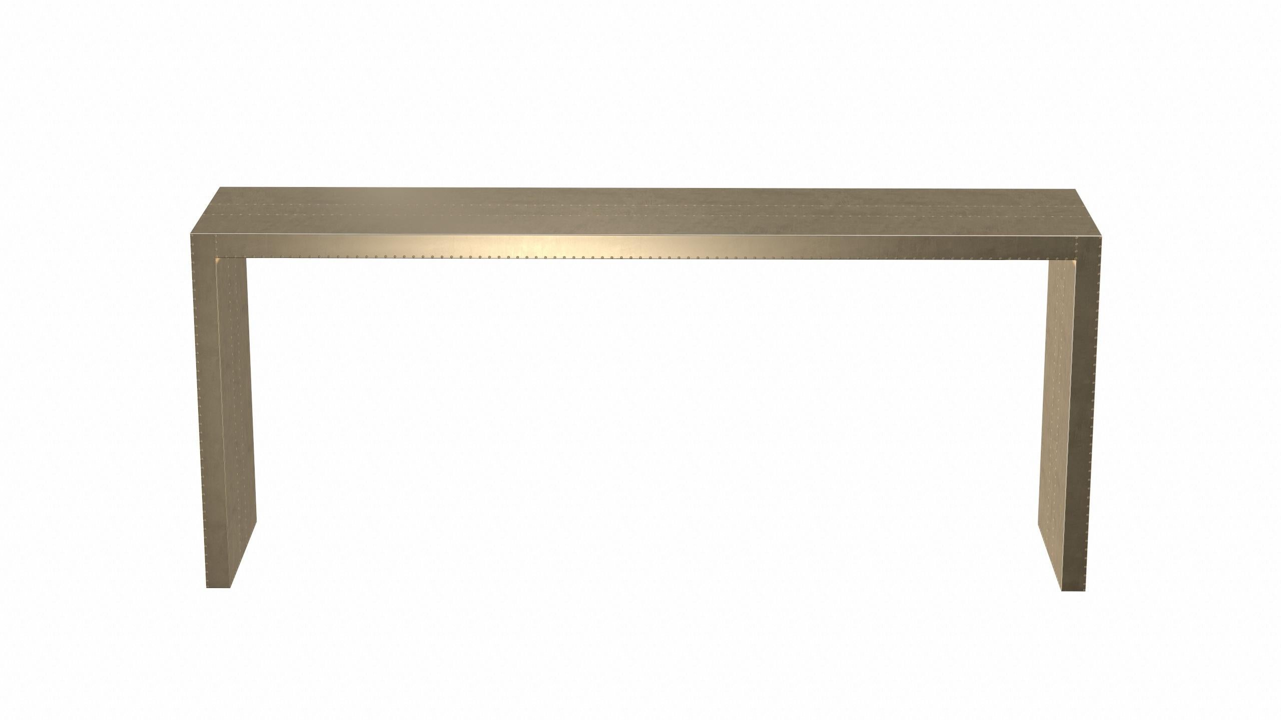 Woodwork Art Deco Rectangular Console Tables Smooth Brass Bronze by Alison Spear For Sale
