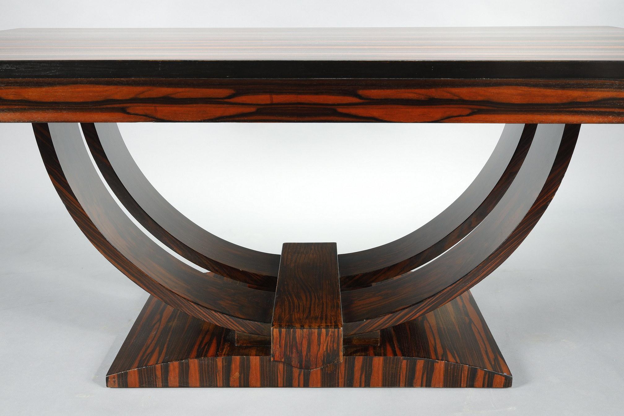 Art Déco rectangular dining table in Macassard Ebony Veneer  For Sale 6