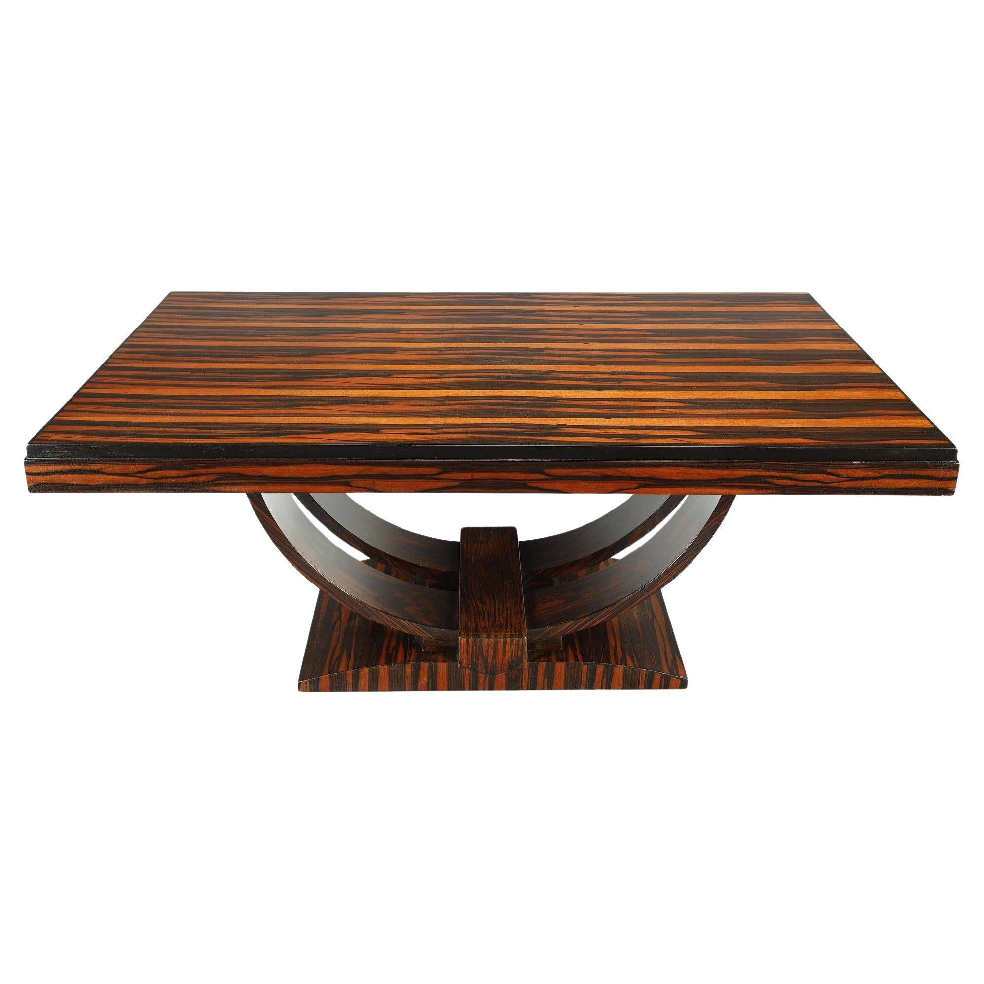 Art Déco rectangular dining table in Macassard Ebony Veneer 