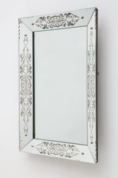 Art Deco Rectangular Faceted Wall Hanging Mirror