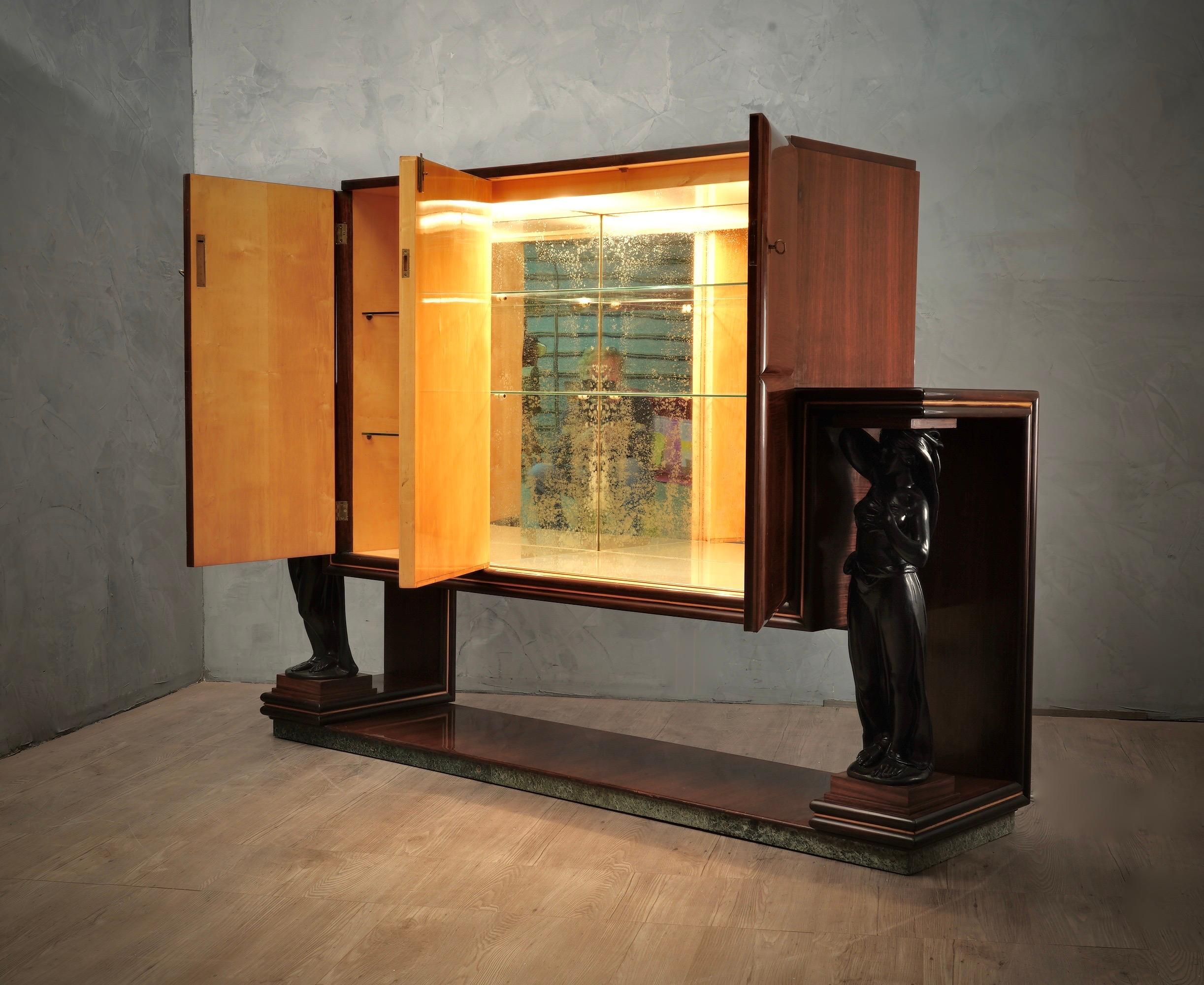 Art Deco Rectangular Italian Bar Cabinet, 1940 In Good Condition In Rome, IT