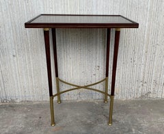 Art Deco Rectangular Mahogany Side Table Legs with Brass Feet