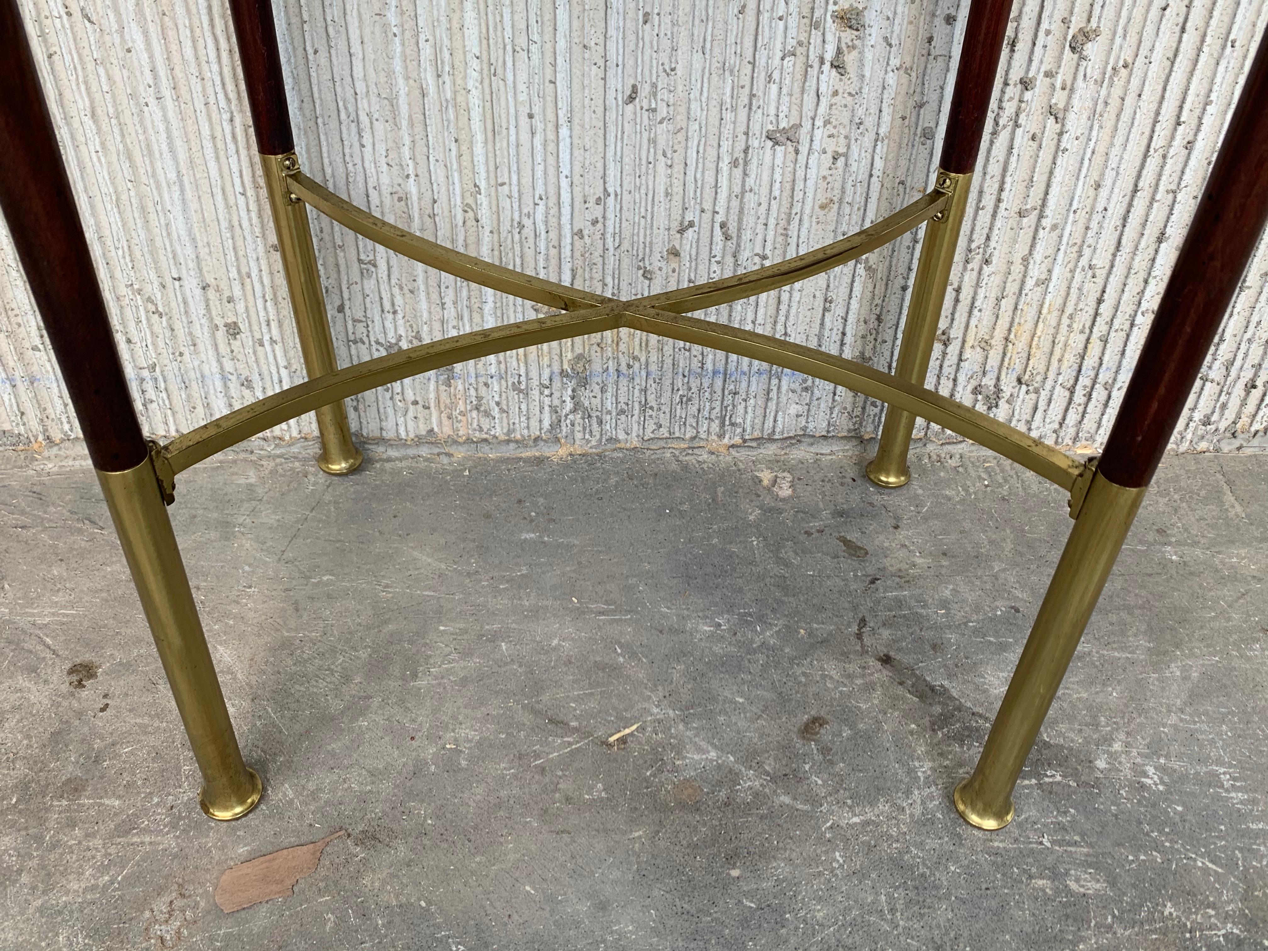 20th Century Art Deco Rectangular Mahogany Side Table Legs with Brass Feet For Sale