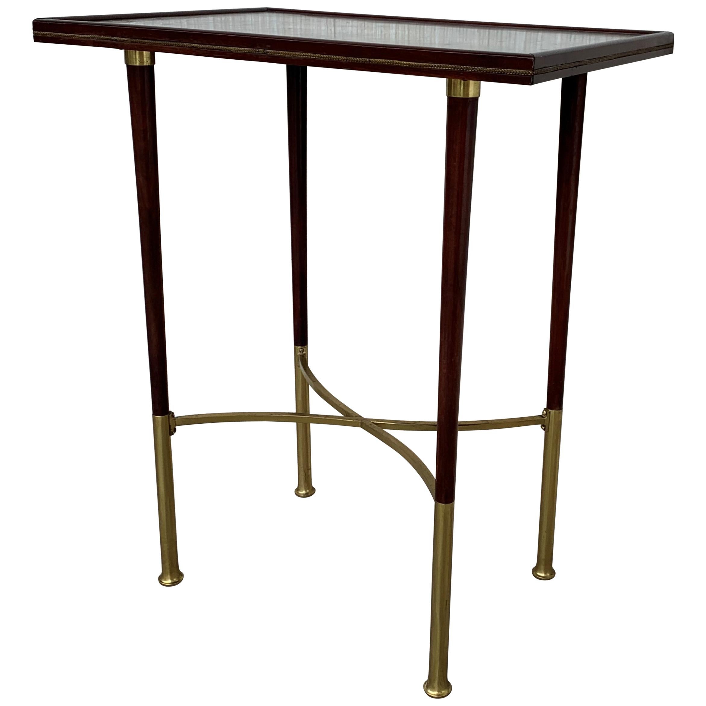 Art Deco Rectangular Mahogany Side Table Legs with Brass Feet For Sale