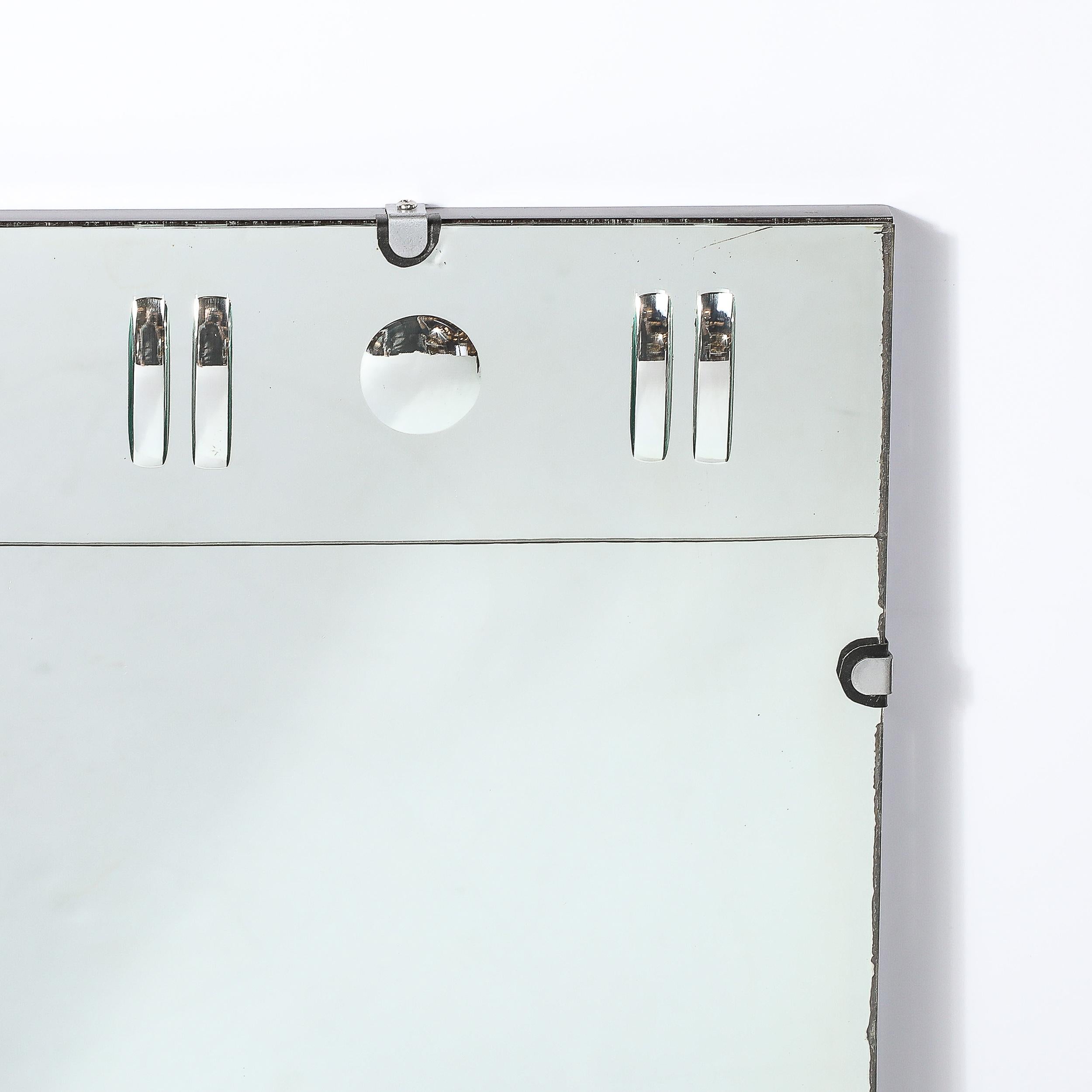 American Art Deco Rectangular Mirror with Reversed Etched Geometric Detailing For Sale