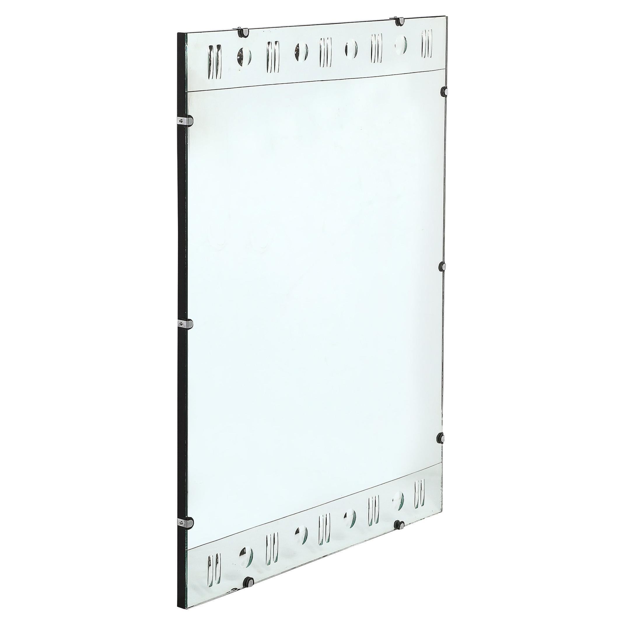 Art Deco Rectangular Mirror mit umgekehrter geätzter geometrischer Verzierung