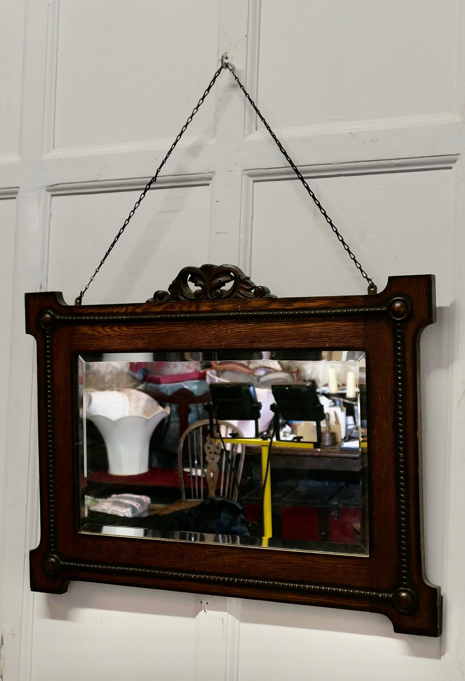 Art Deco Rectangular Oak Mirror (Mitte des 20. Jahrhunderts) im Angebot