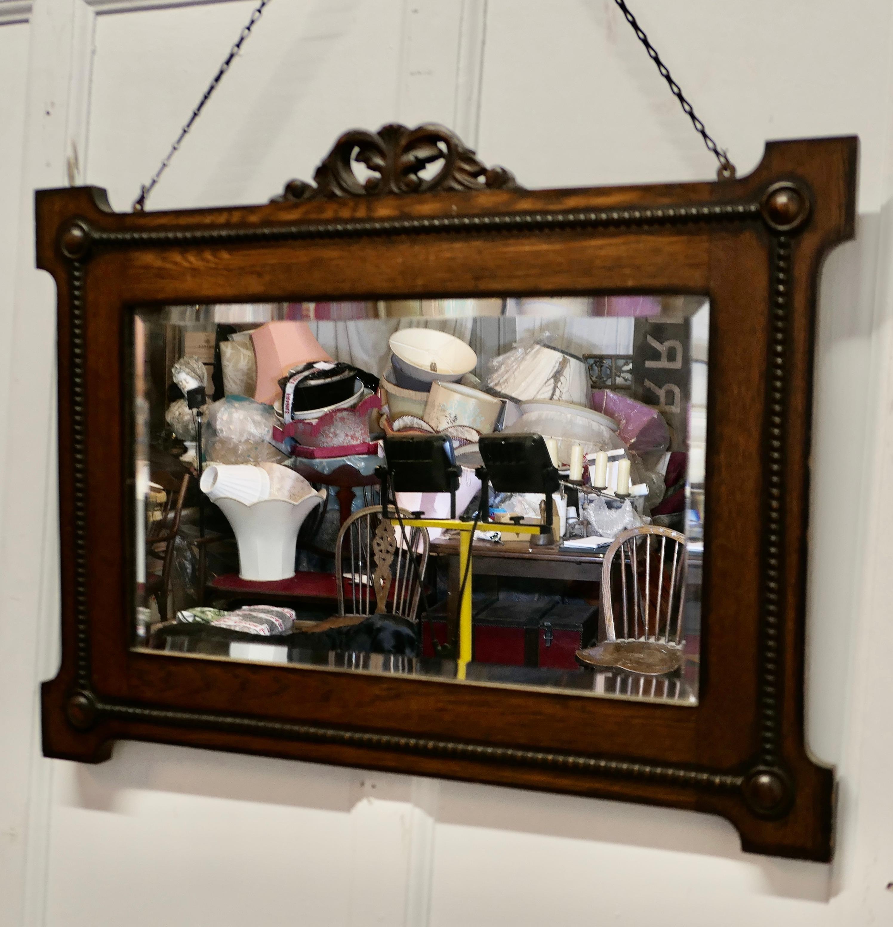 Art Deco Rectangular Oak Mirror (Eichenholz) im Angebot