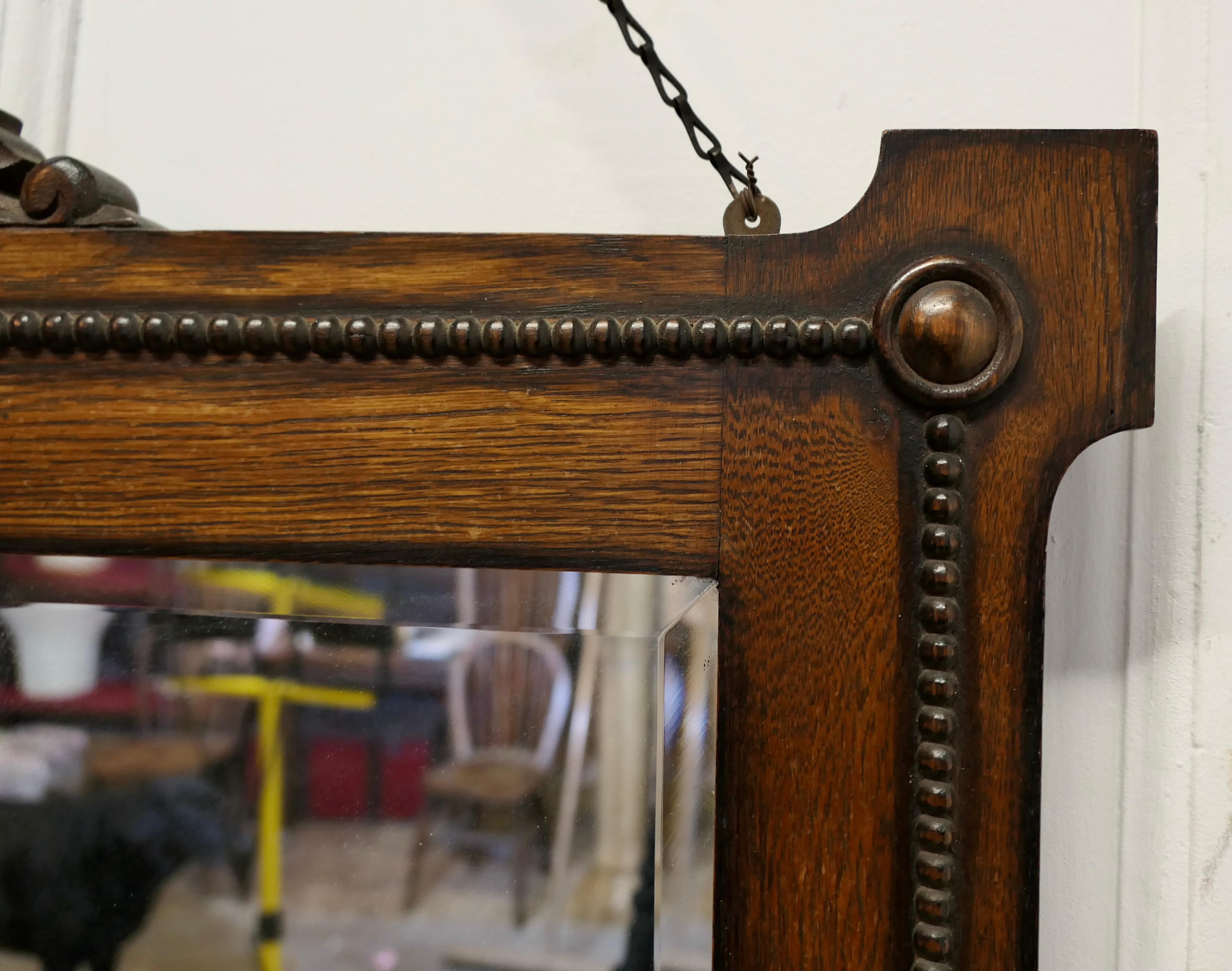 Art Deco Rectangular Oak Mirror im Angebot 1